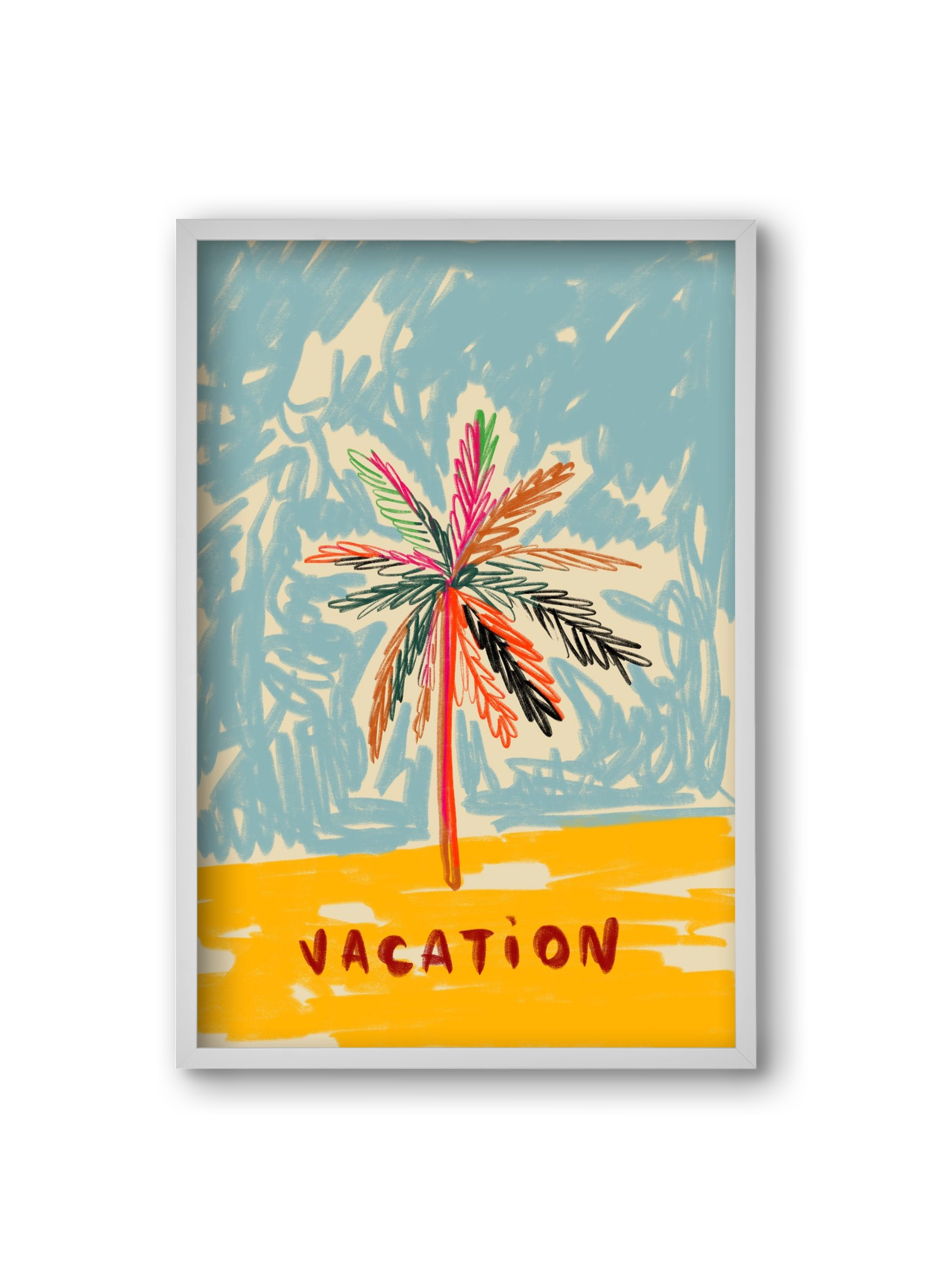 VACATION PALM TREE, 20x30 cm (20x30 cm), Fehér keret