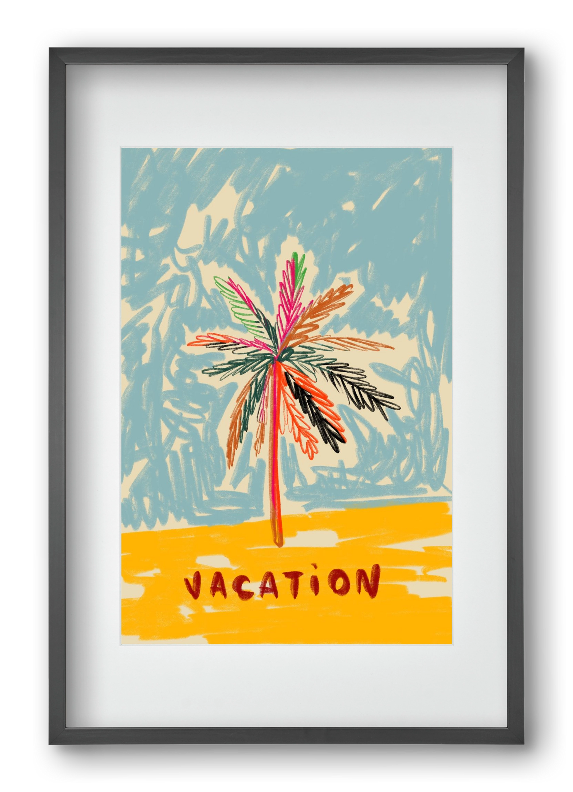 VACATION PALM TREE, 40x60 cm (30x45 cm), Fekete keret, paszpartuval