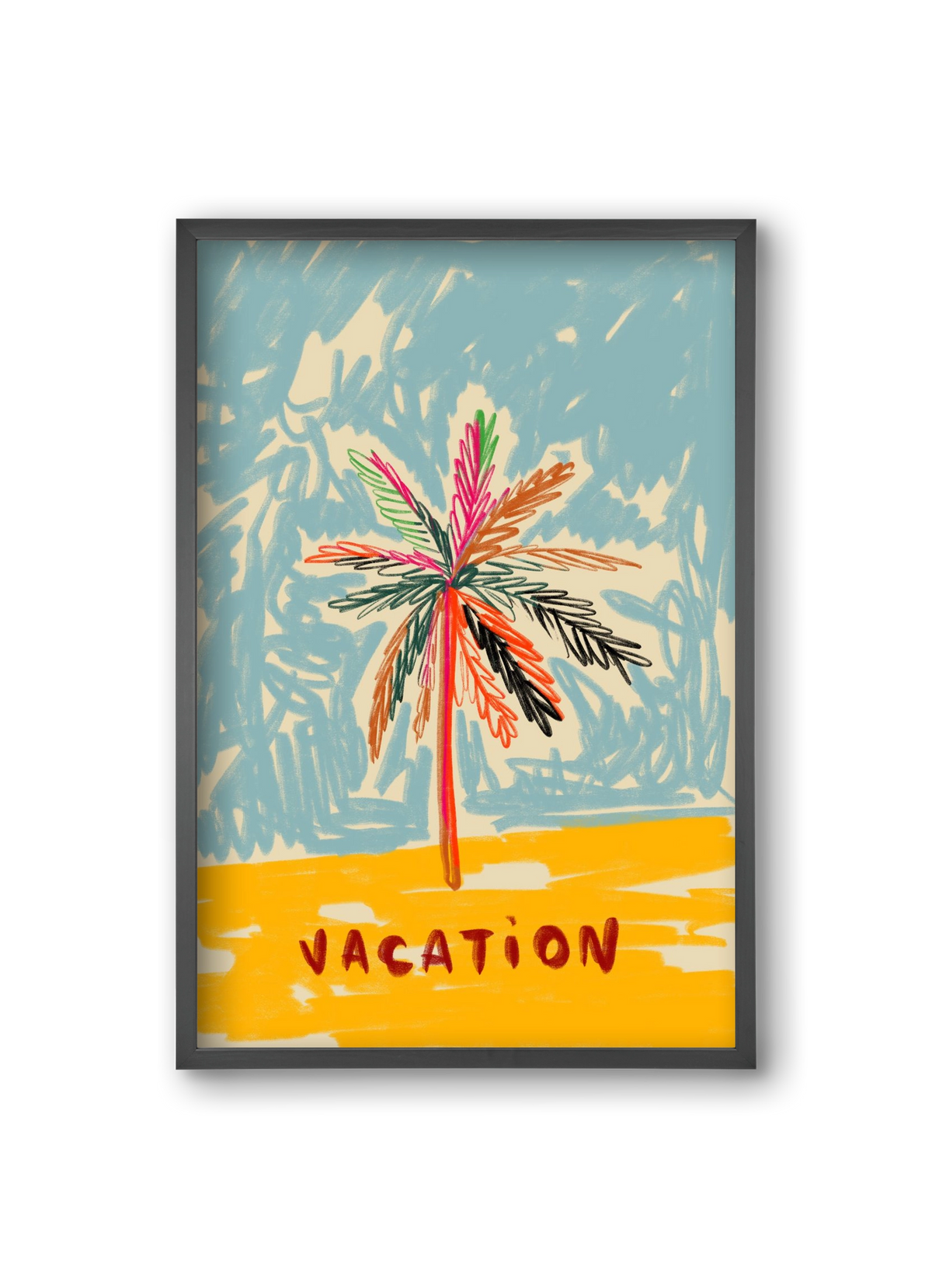 VACATION PALM TREE, 20x30 cm (20x30 cm), Fekete keret