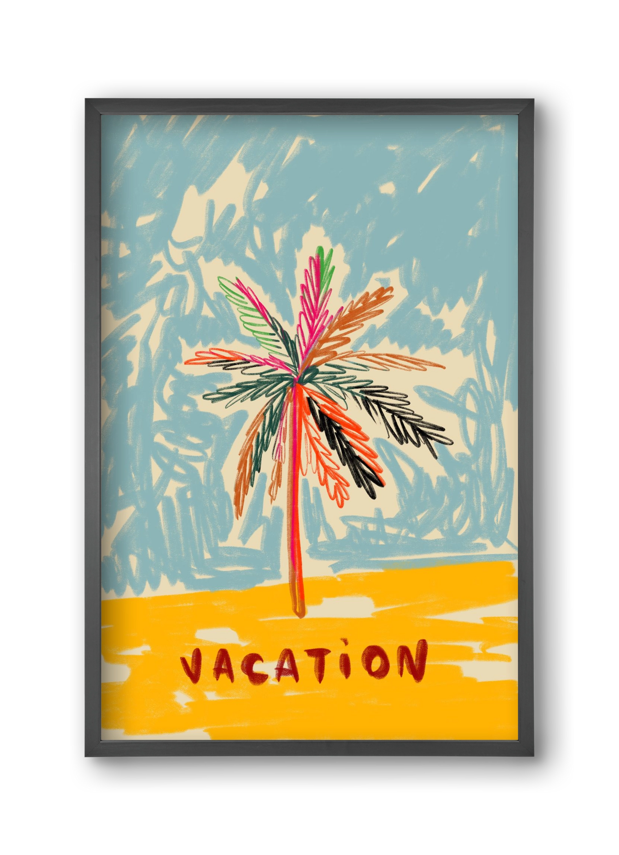 VACATION PALM TREE, 30x45 cm (30x45 cm), Fekete keret