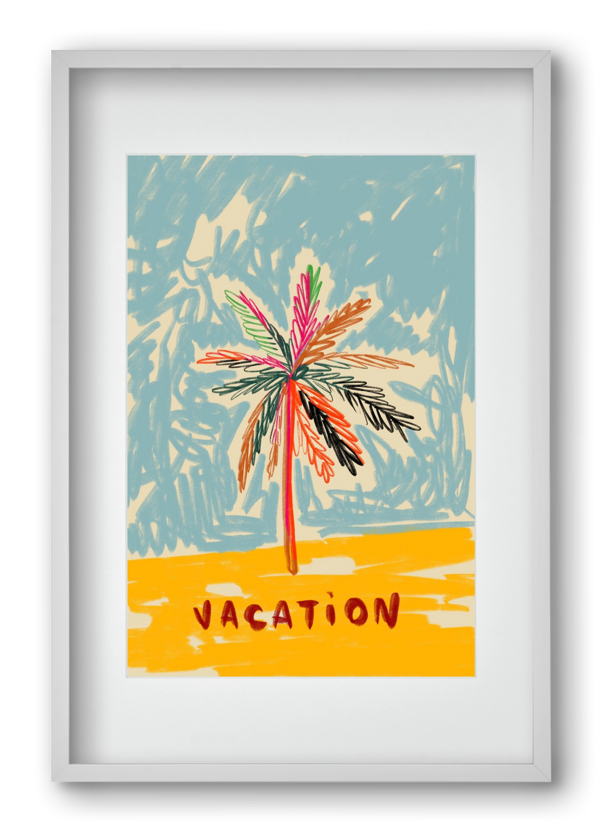 VACATION PALM TREE, 40x60 cm (30x45 cm), Fehér keret, paszpartuval