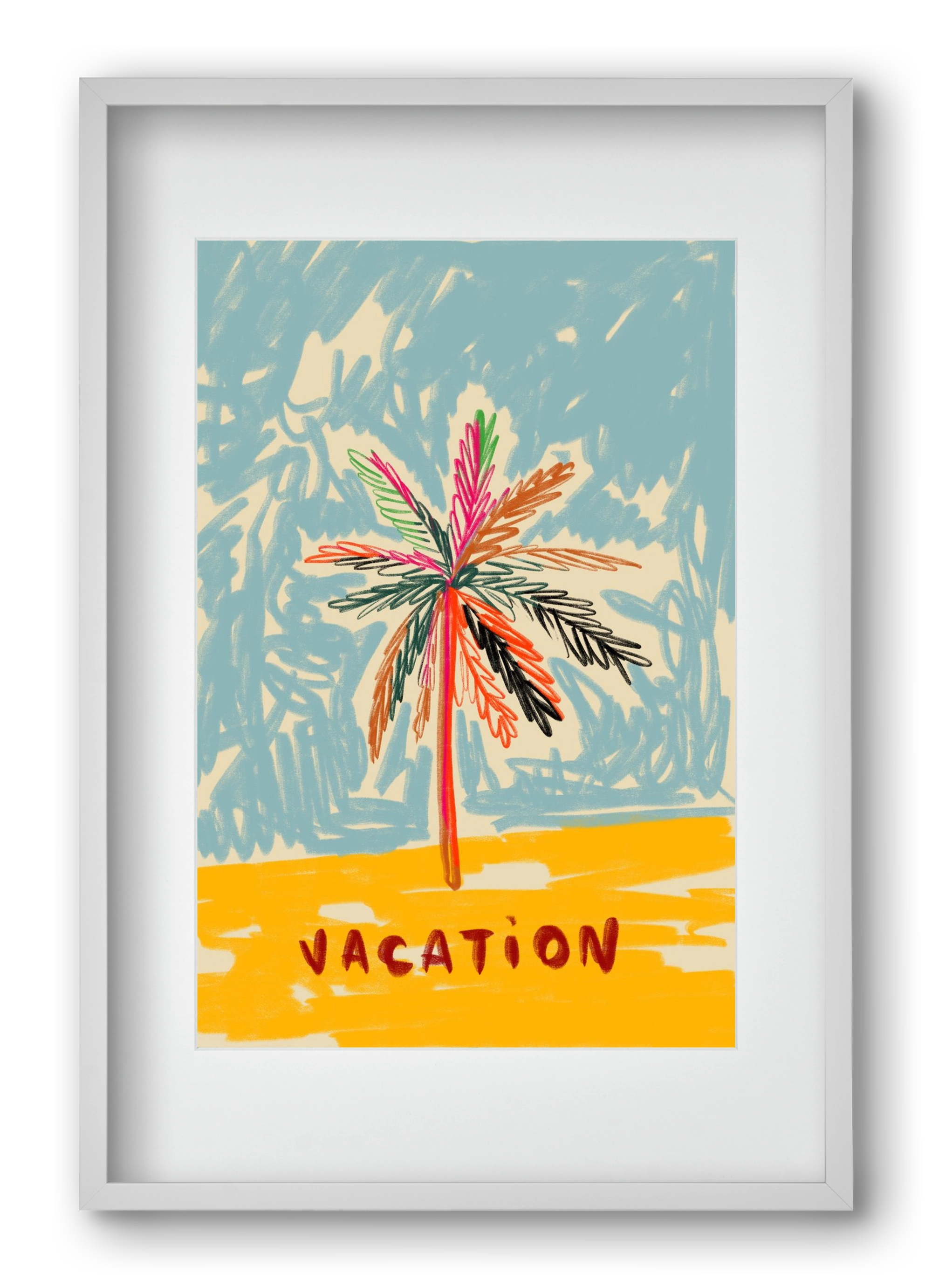 VACATION PALM TREE, 40x60 cm (30x45 cm), Fehér keret, paszpartuval