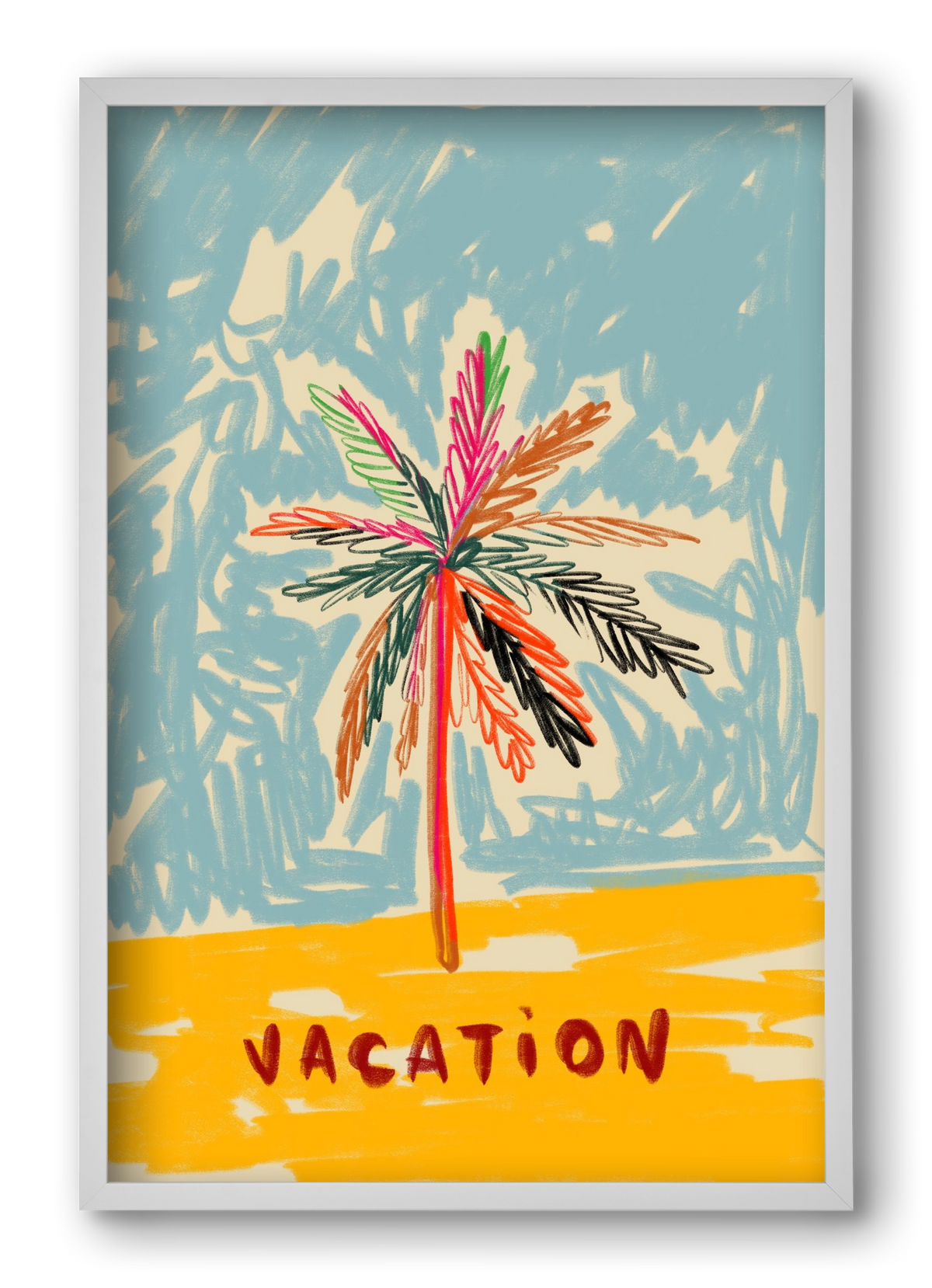 VACATION PALM TREE, 40x60 cm (40x60 cm), Fehér keret