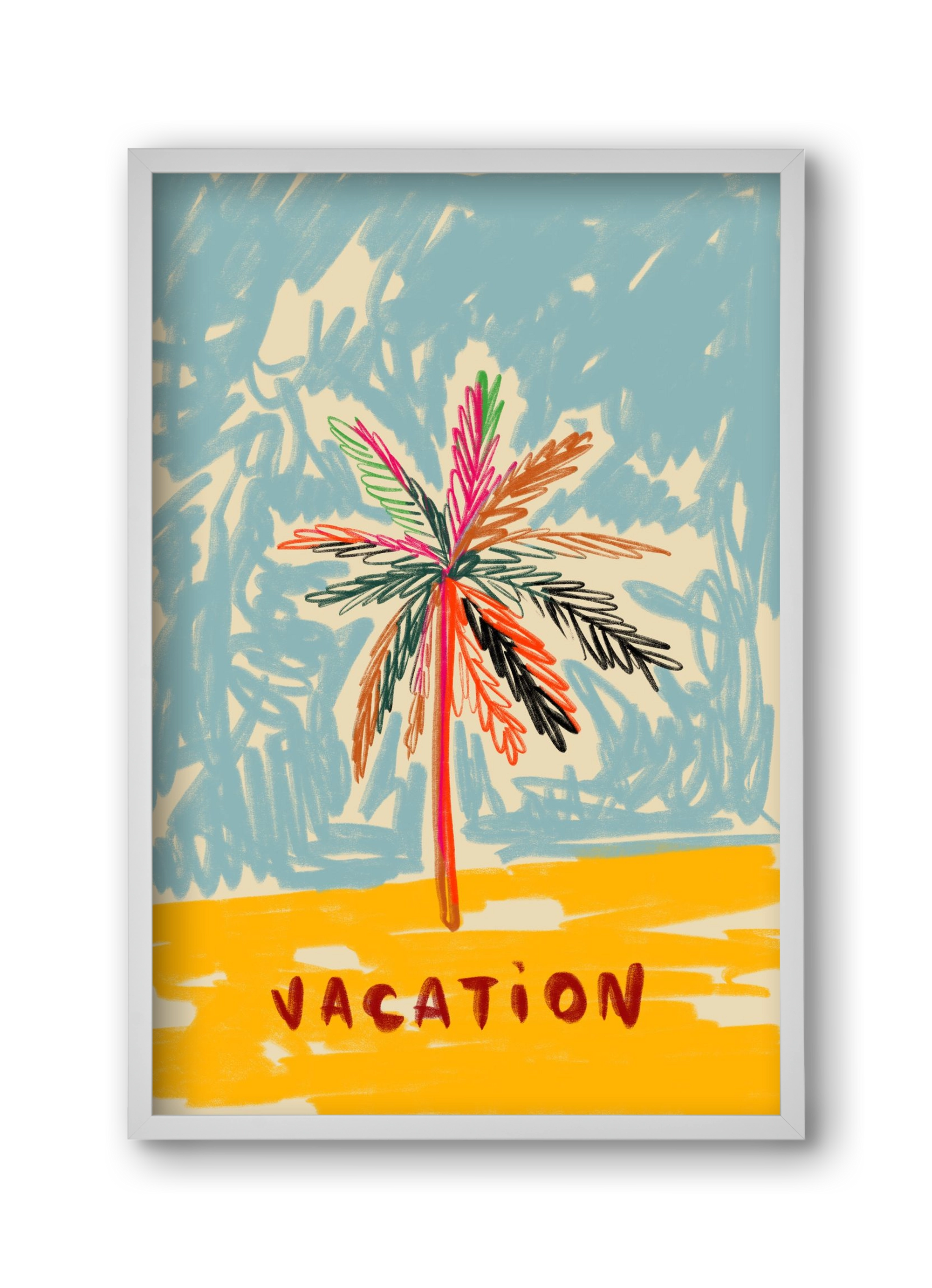 VACATION PALM TREE, 30x45 cm (30x45 cm), Fehér keret