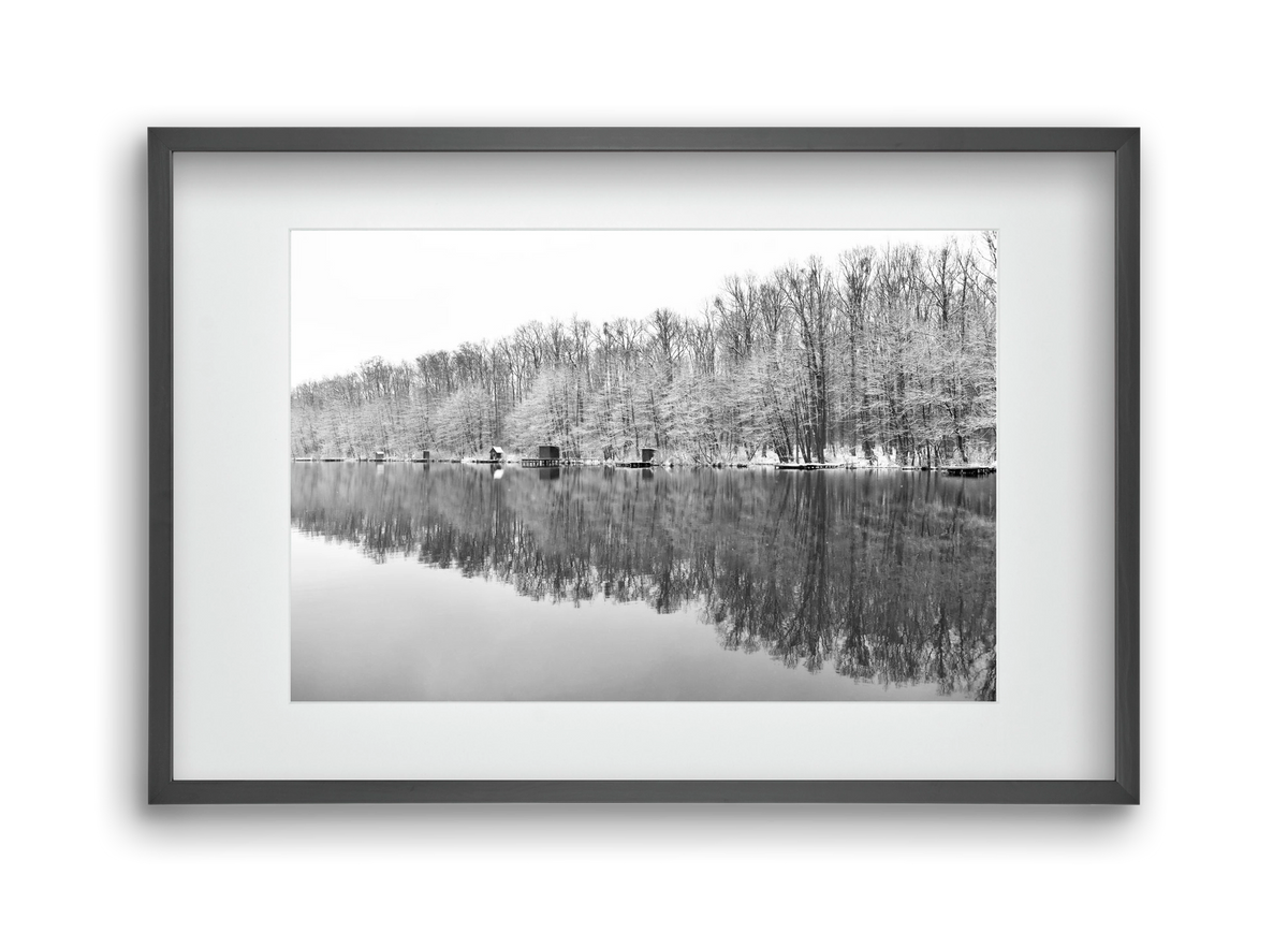 snowflake landscape, 45x30 cm (30x20 cm), Fekete keret, paszpartuval