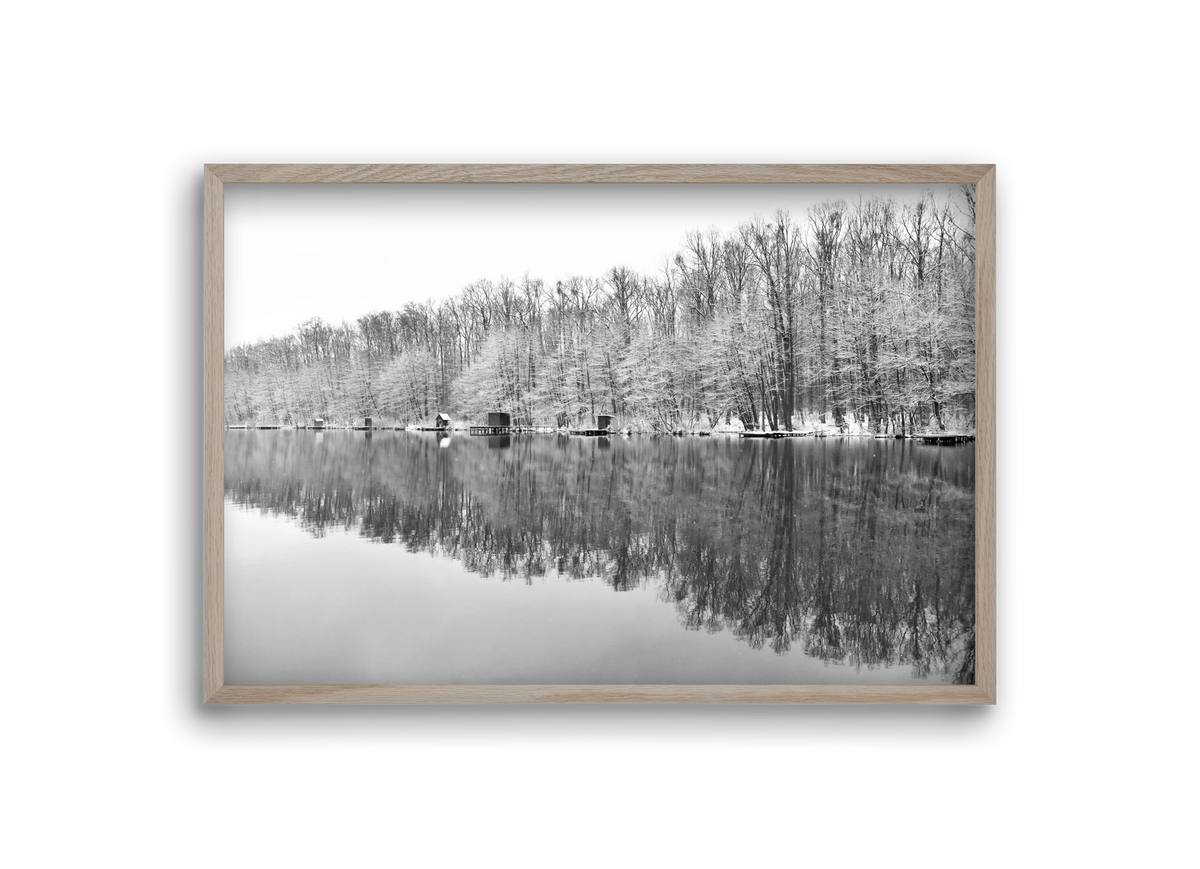 snowflake landscape, 30x20 cm (30x20 cm), Tölgy keret