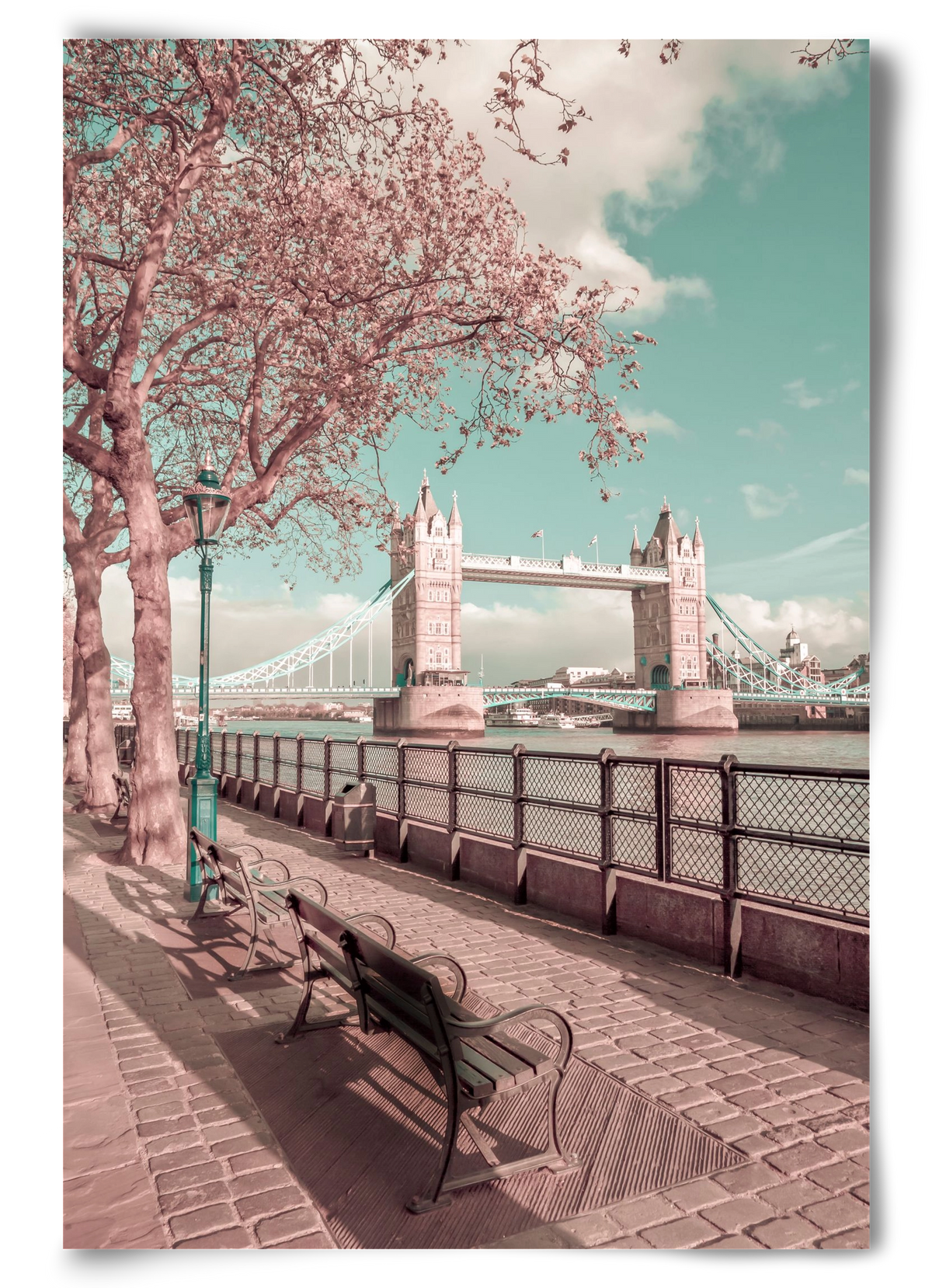 LONDON Thames Riverside & Tower Bridge | urban vintage style, 60x90 cm, Keret nélkül
