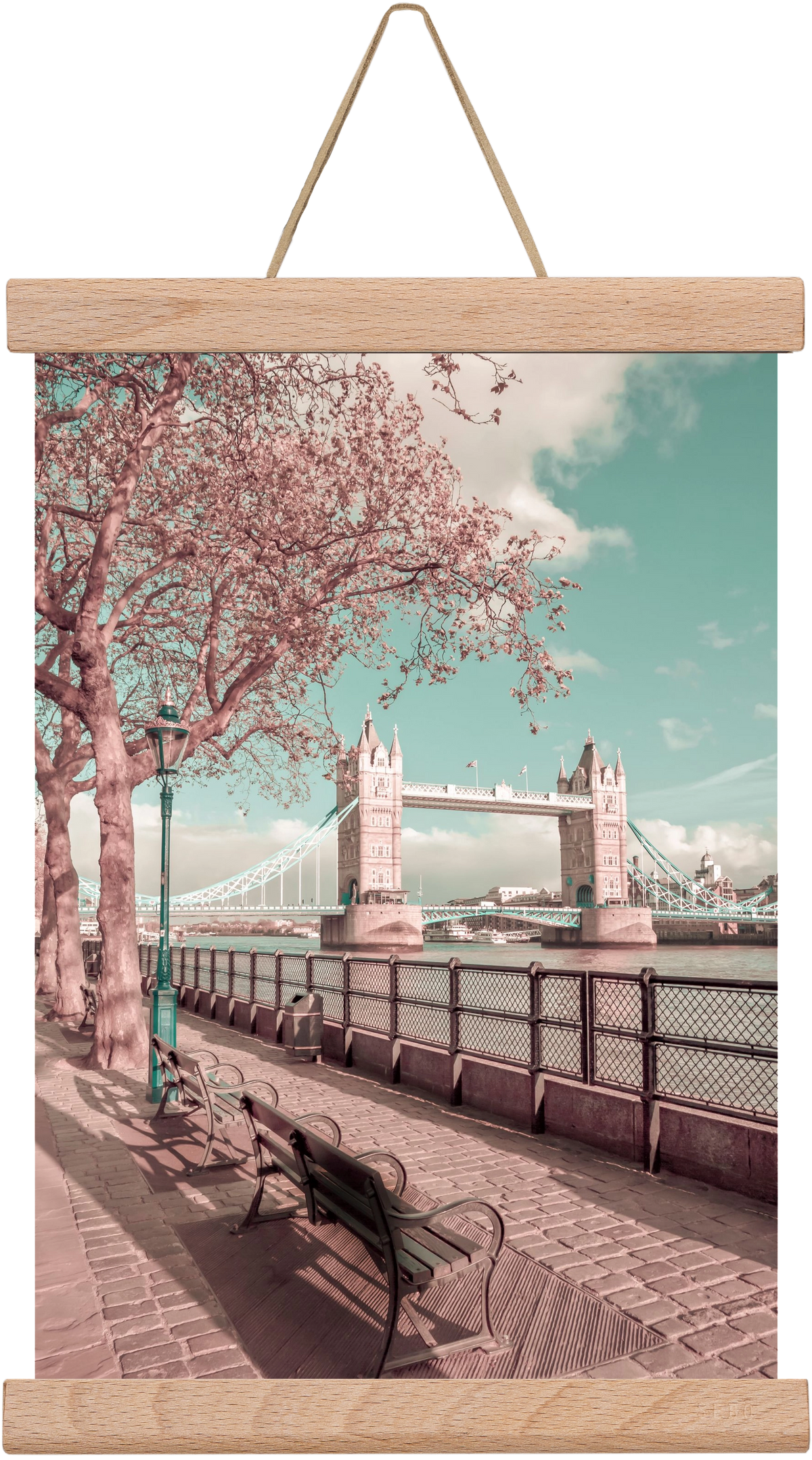 LONDON Thames Riverside & Tower Bridge | urban vintage style, 20x30 cm (20x30 cm), Tölgy akasztó