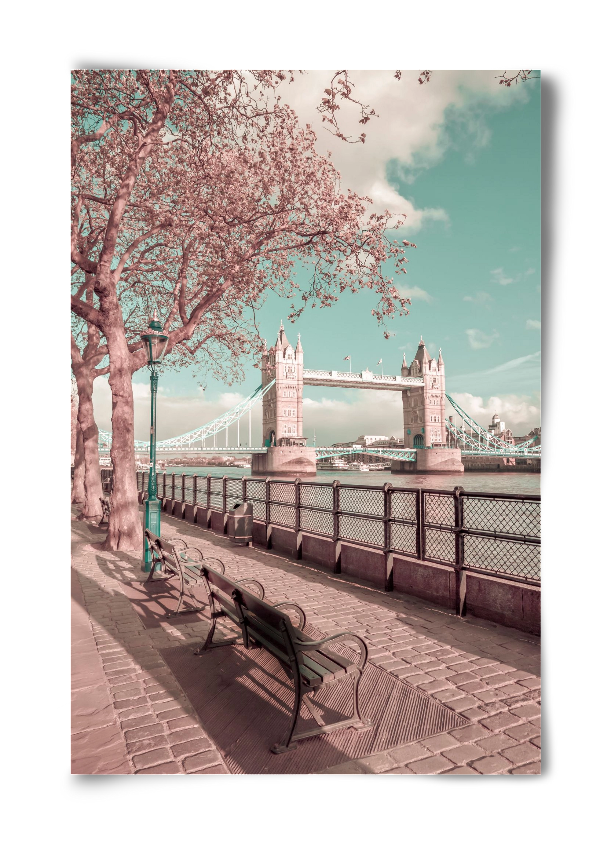 LONDON Thames Riverside & Tower Bridge | urban vintage style, 40x60 cm, Keret nélkül