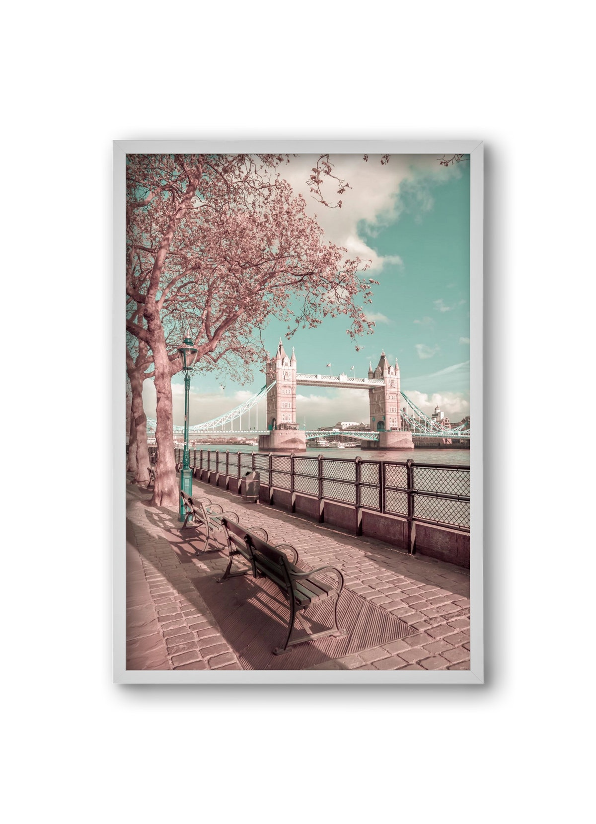 LONDON Thames Riverside & Tower Bridge | urban vintage style, 20x30 cm (20x30 cm), Fehér keret