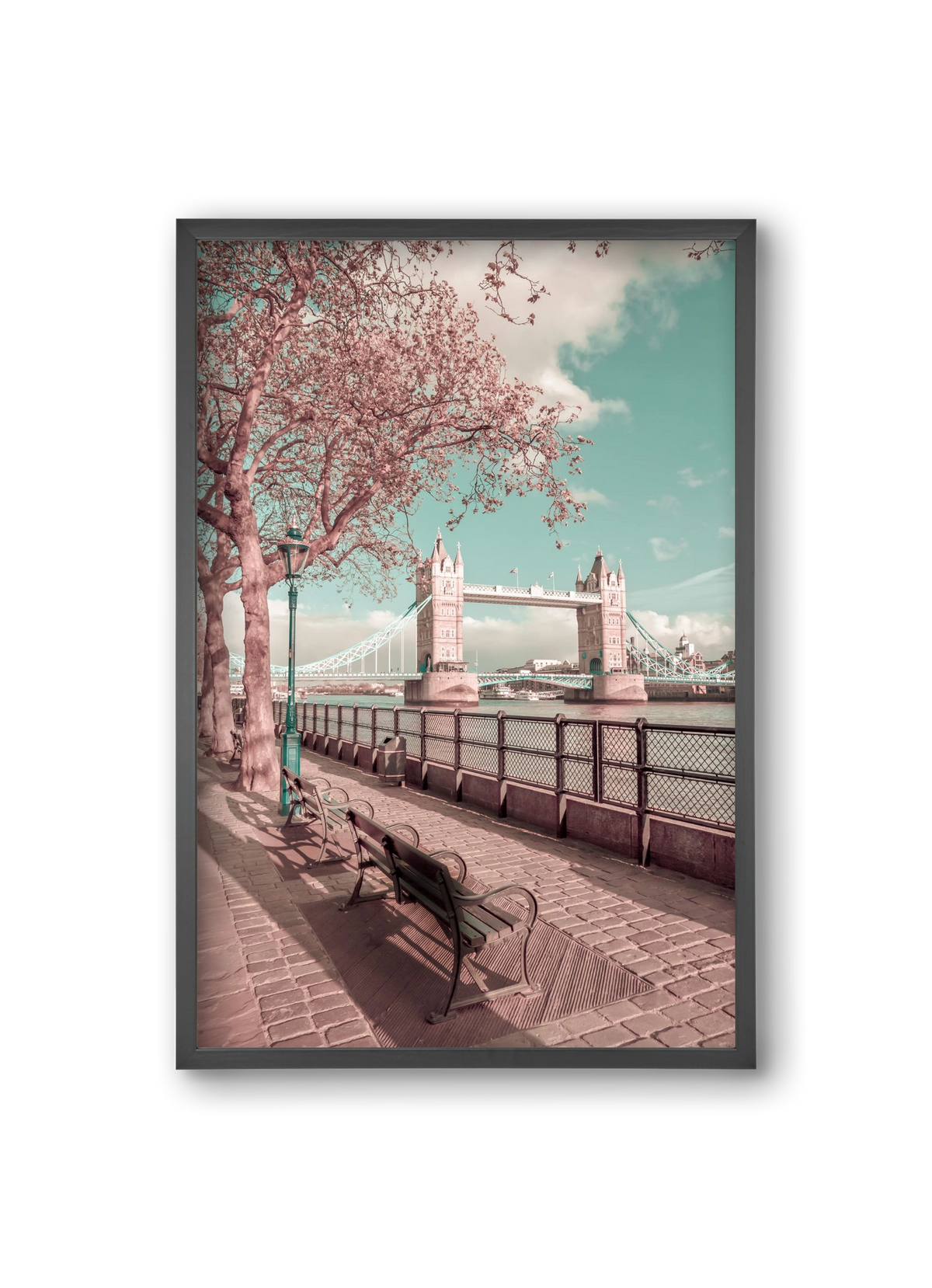 LONDON Thames Riverside & Tower Bridge | urban vintage style, 20x30 cm (20x30 cm), Fekete keret