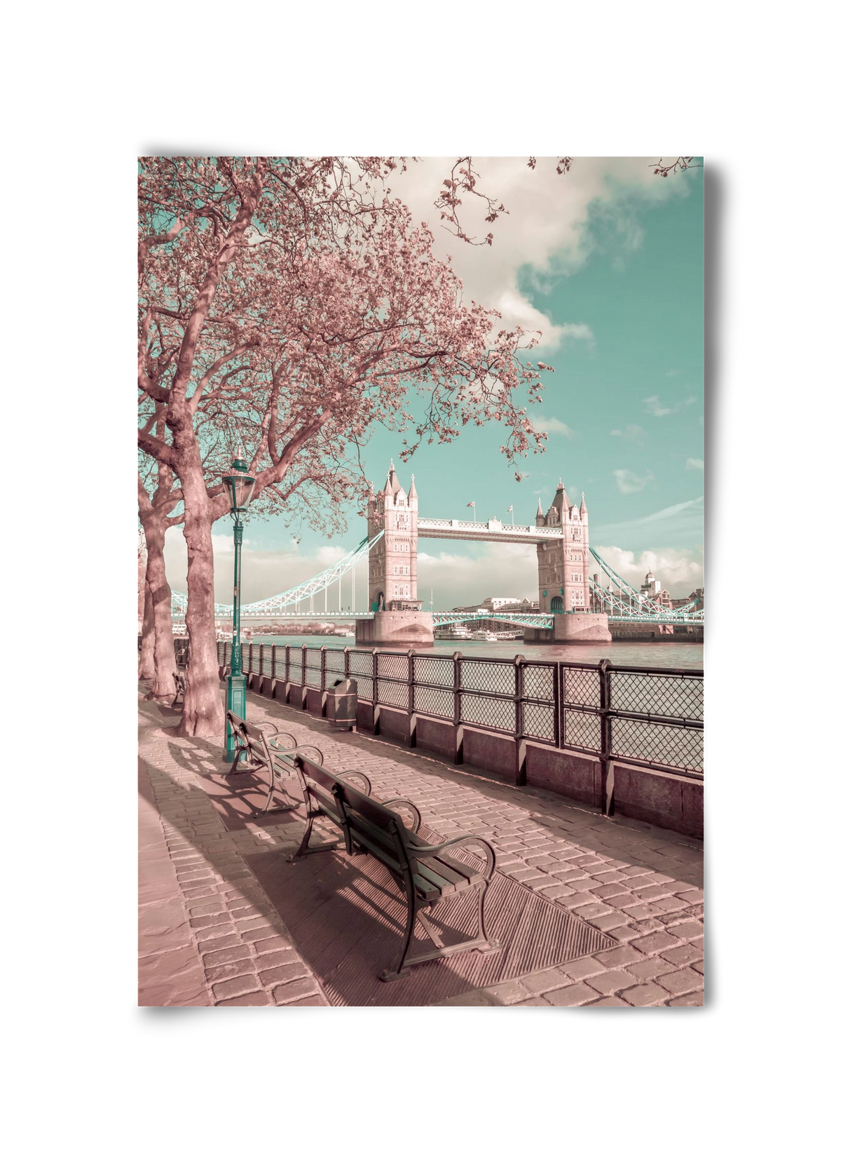 LONDON Thames Riverside & Tower Bridge | urban vintage style, 30x45 cm, Keret nélkül