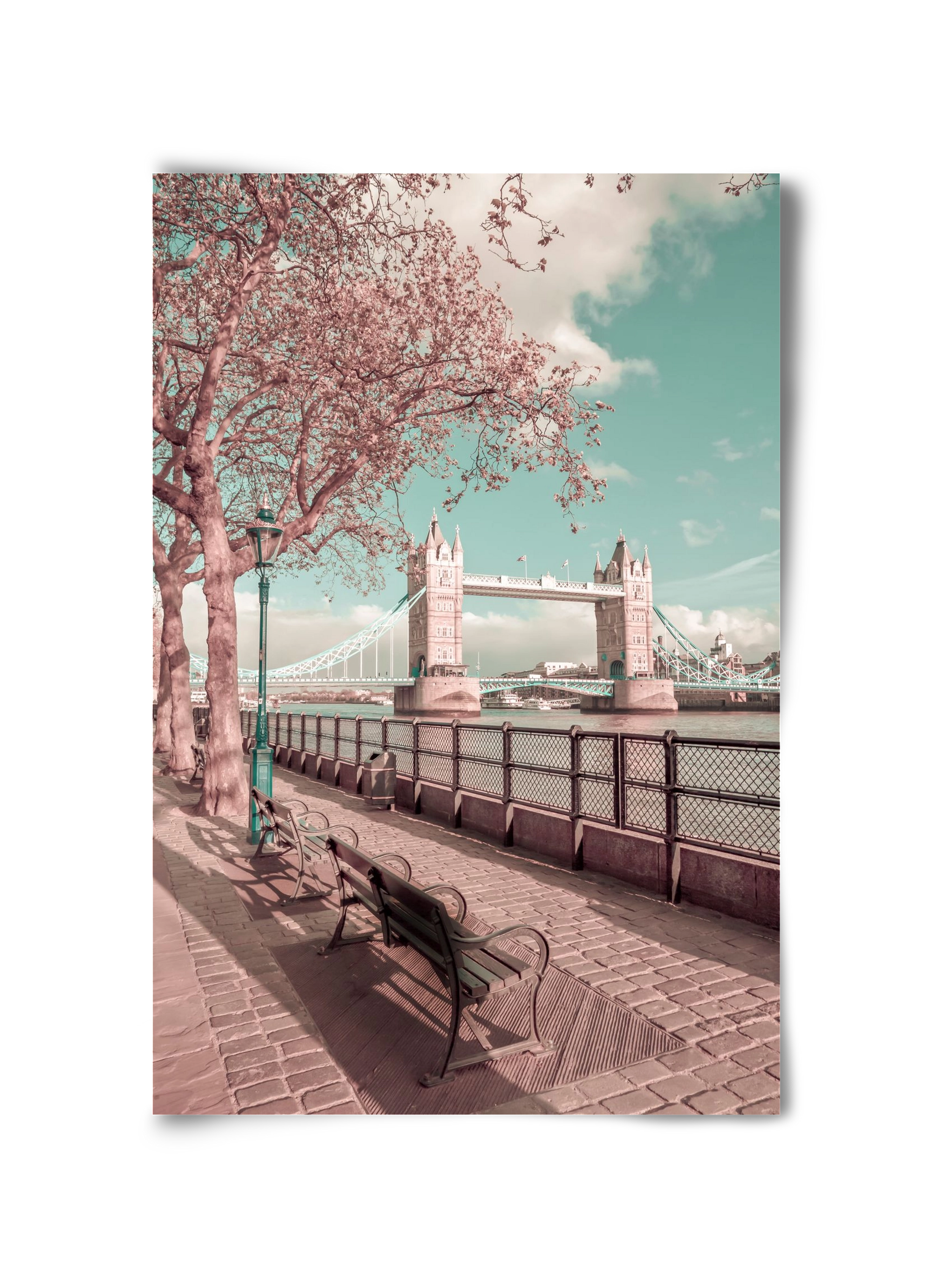 LONDON Thames Riverside & Tower Bridge | urban vintage style, 30x45 cm, Keret nélkül