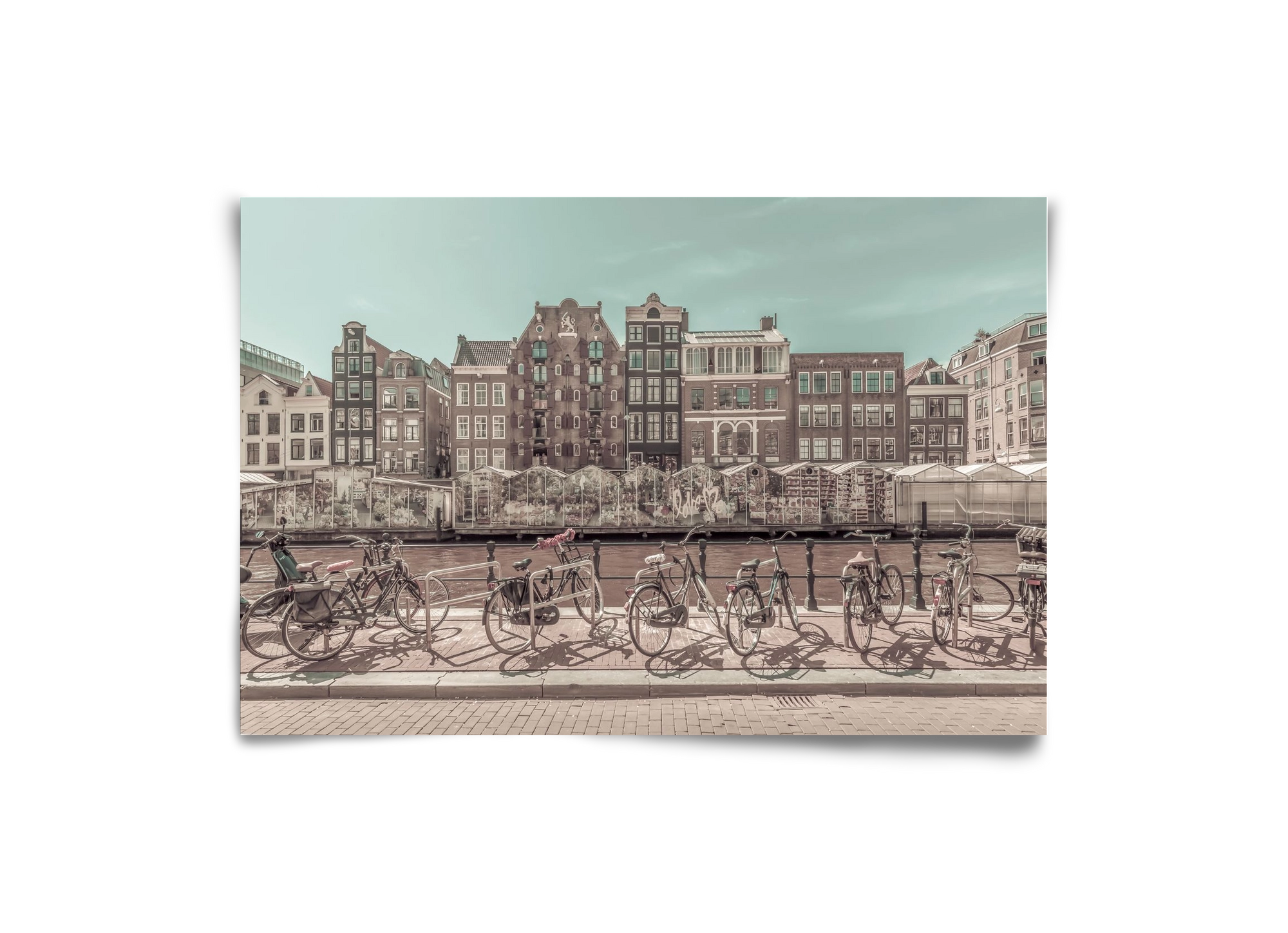 AMSTERDAM Singel Canal with Flower Market | urban vintage style, 30x20 cm, Keret nélkül