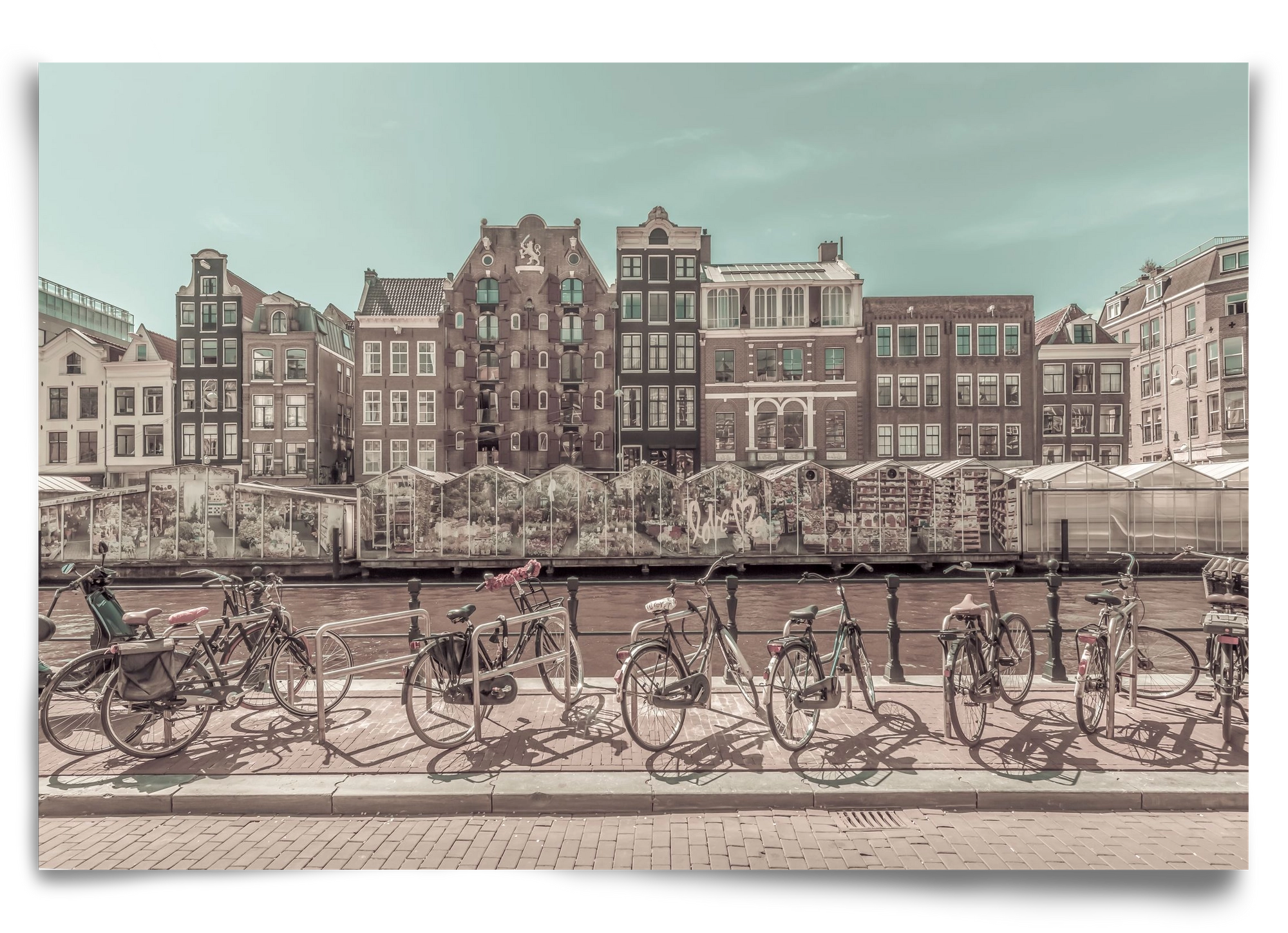 AMSTERDAM Singel Canal with Flower Market | urban vintage style, 90x60 cm, Keret nélkül