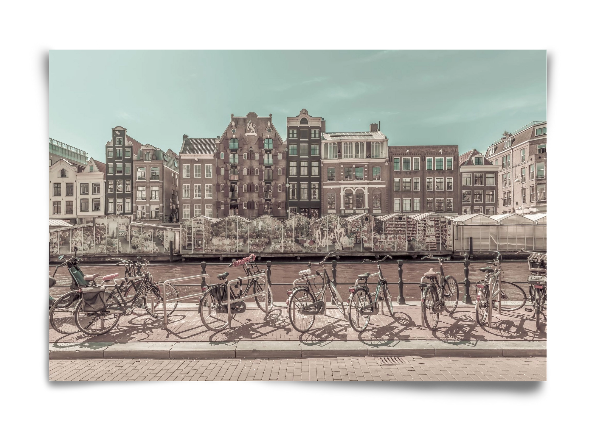 AMSTERDAM Singel Canal with Flower Market | urban vintage style, 60x40 cm, Keret nélkül