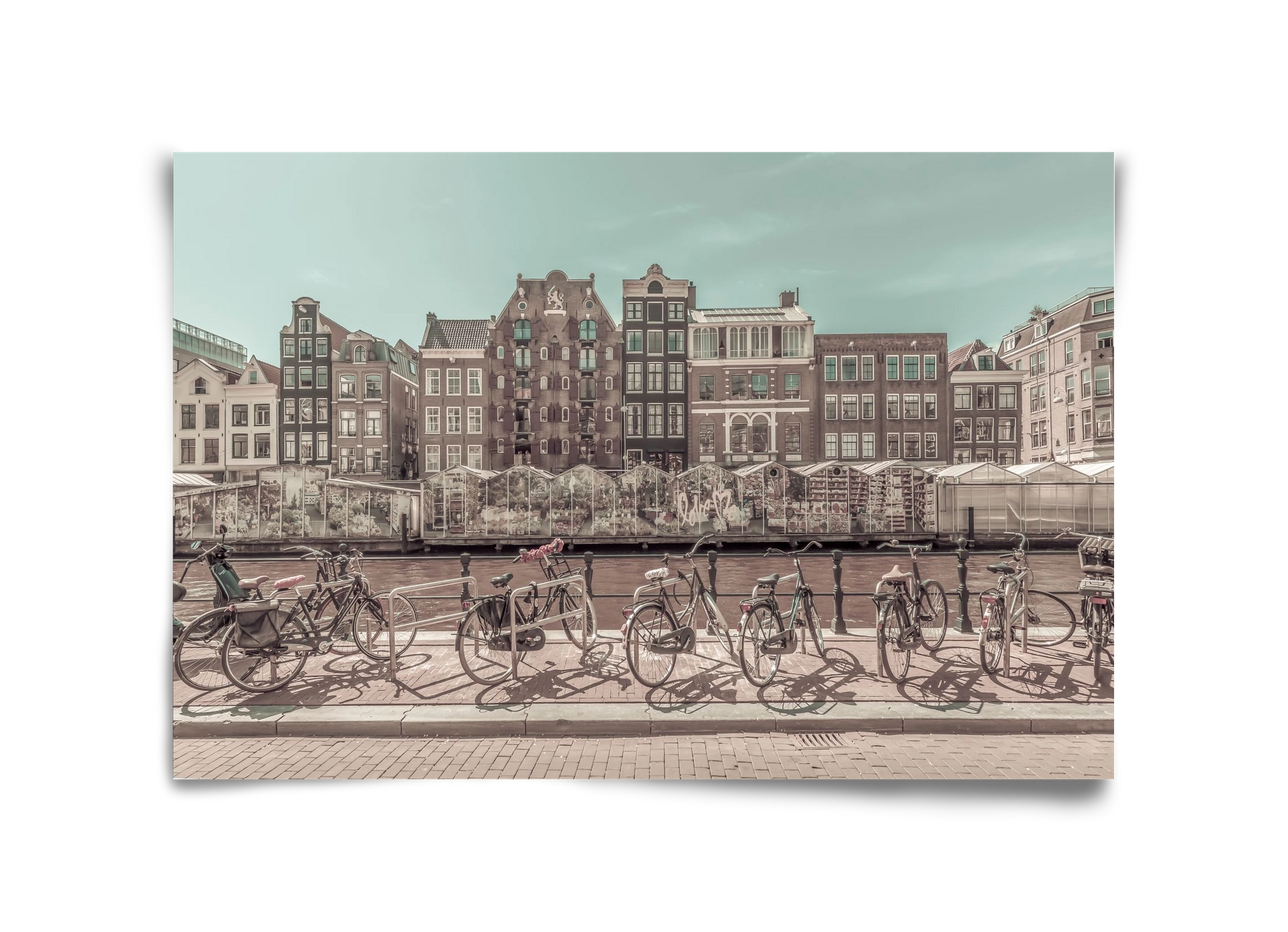 AMSTERDAM Singel Canal with Flower Market | urban vintage style, 45x30 cm, Keret nélkül