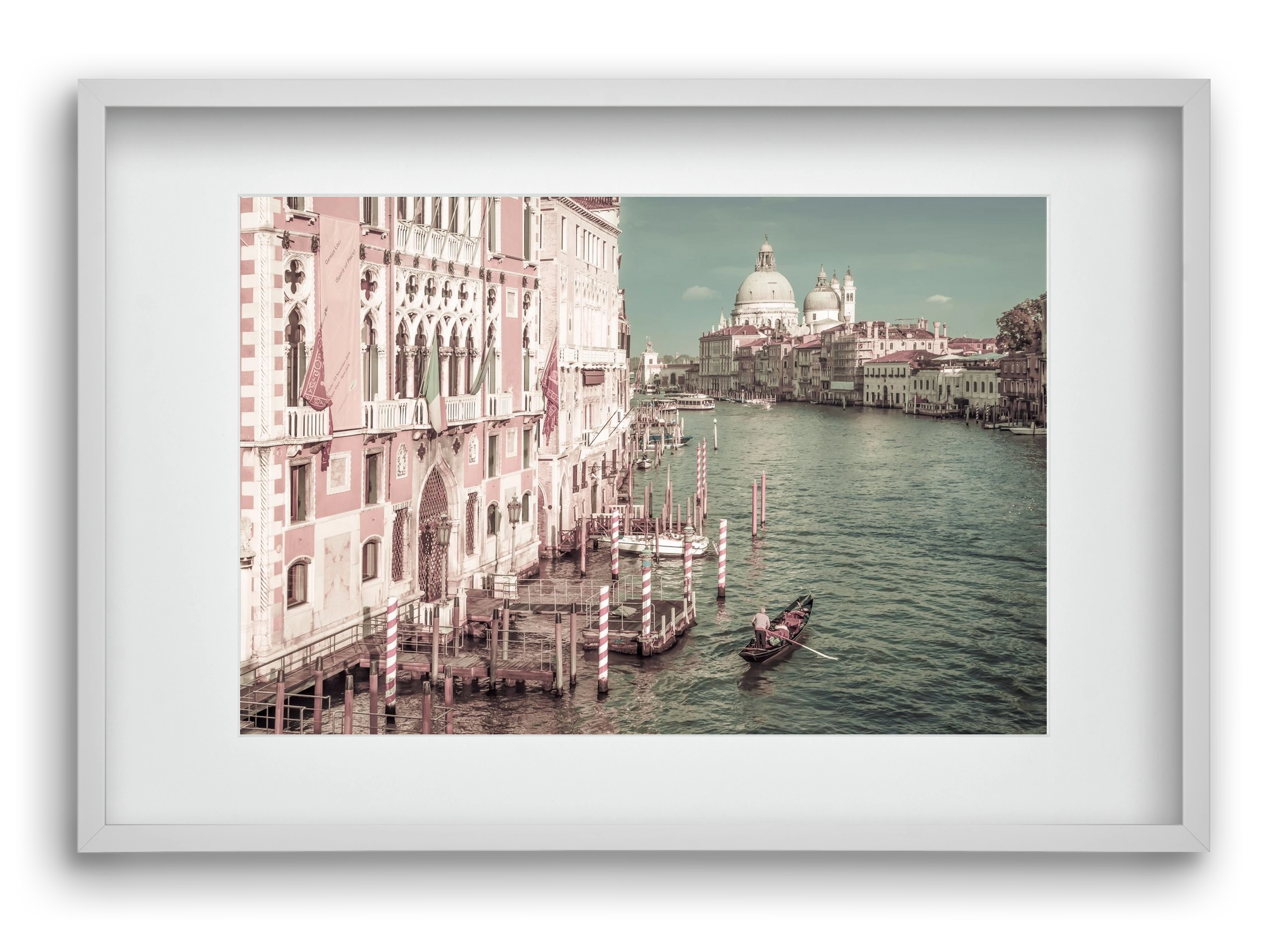 VENICE Canal Grande & Santa Maria della Salute | urban vintage, 60x40 cm (45x30 cm), Fehér keret, paszpartuval