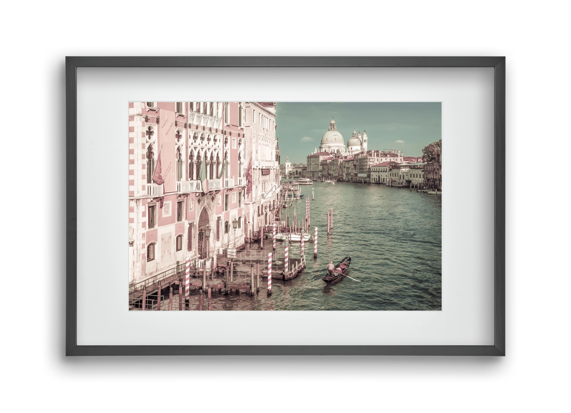 VENICE Canal Grande & Santa Maria della Salute | urban vintage, 45x30 cm (30x20 cm), Fekete keret, paszpartuval