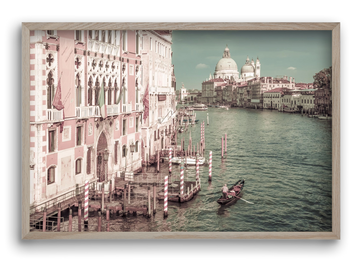 VENICE Canal Grande & Santa Maria della Salute | urban vintage, 60x40 cm (60x40 cm), Tölgy keret