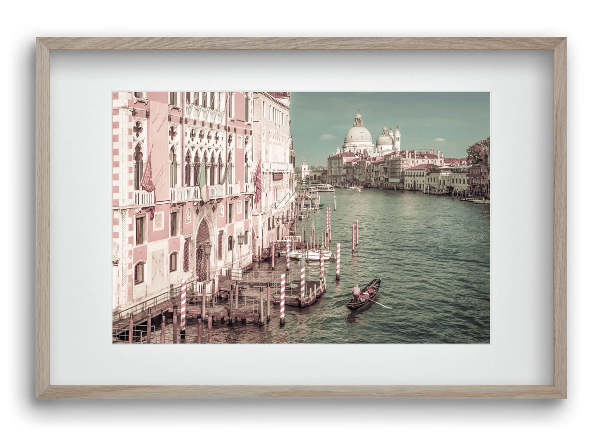VENICE Canal Grande & Santa Maria della Salute | urban vintage, 60x40 cm (45x30 cm), Tölgy keret, paszpartuval