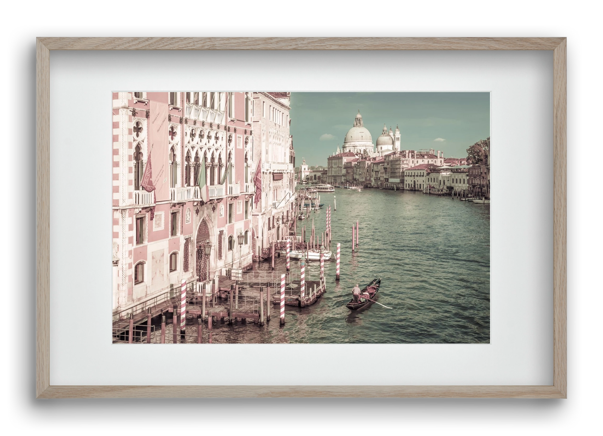 VENICE Canal Grande & Santa Maria della Salute | urban vintage, 60x40 cm (45x30 cm), Tölgy keret, paszpartuval