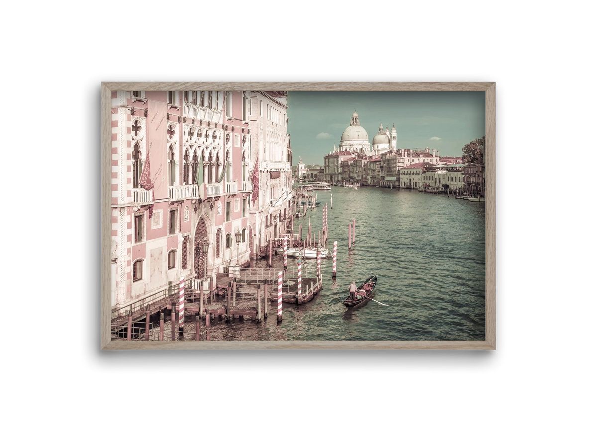 VENICE Canal Grande & Santa Maria della Salute | urban vintage, 30x20 cm (30x20 cm), Tölgy keret