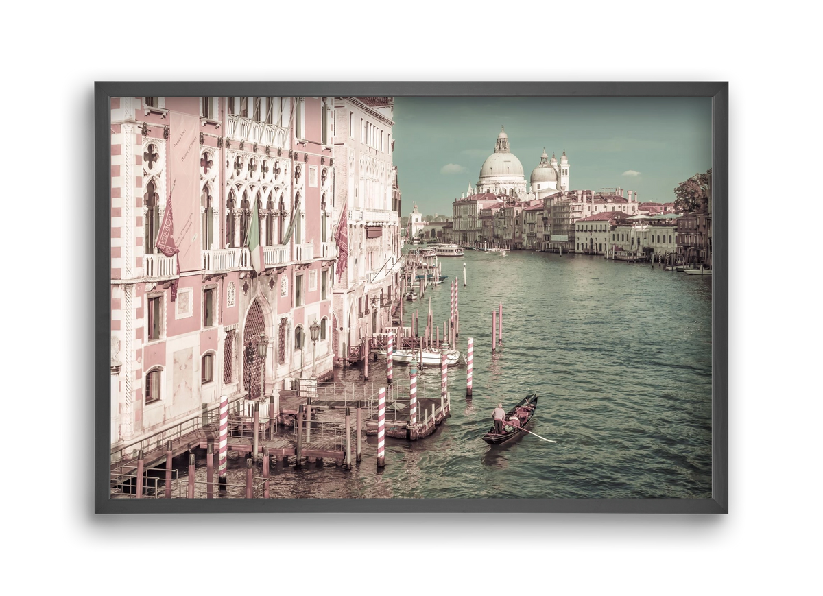 VENICE Canal Grande & Santa Maria della Salute | urban vintage, 45x30 cm (45x30 cm), Fekete keret