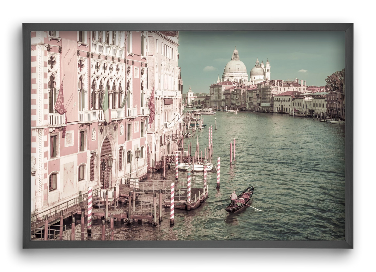 VENICE Canal Grande & Santa Maria della Salute | urban vintage, 60x40 cm (60x40 cm), Fekete keret