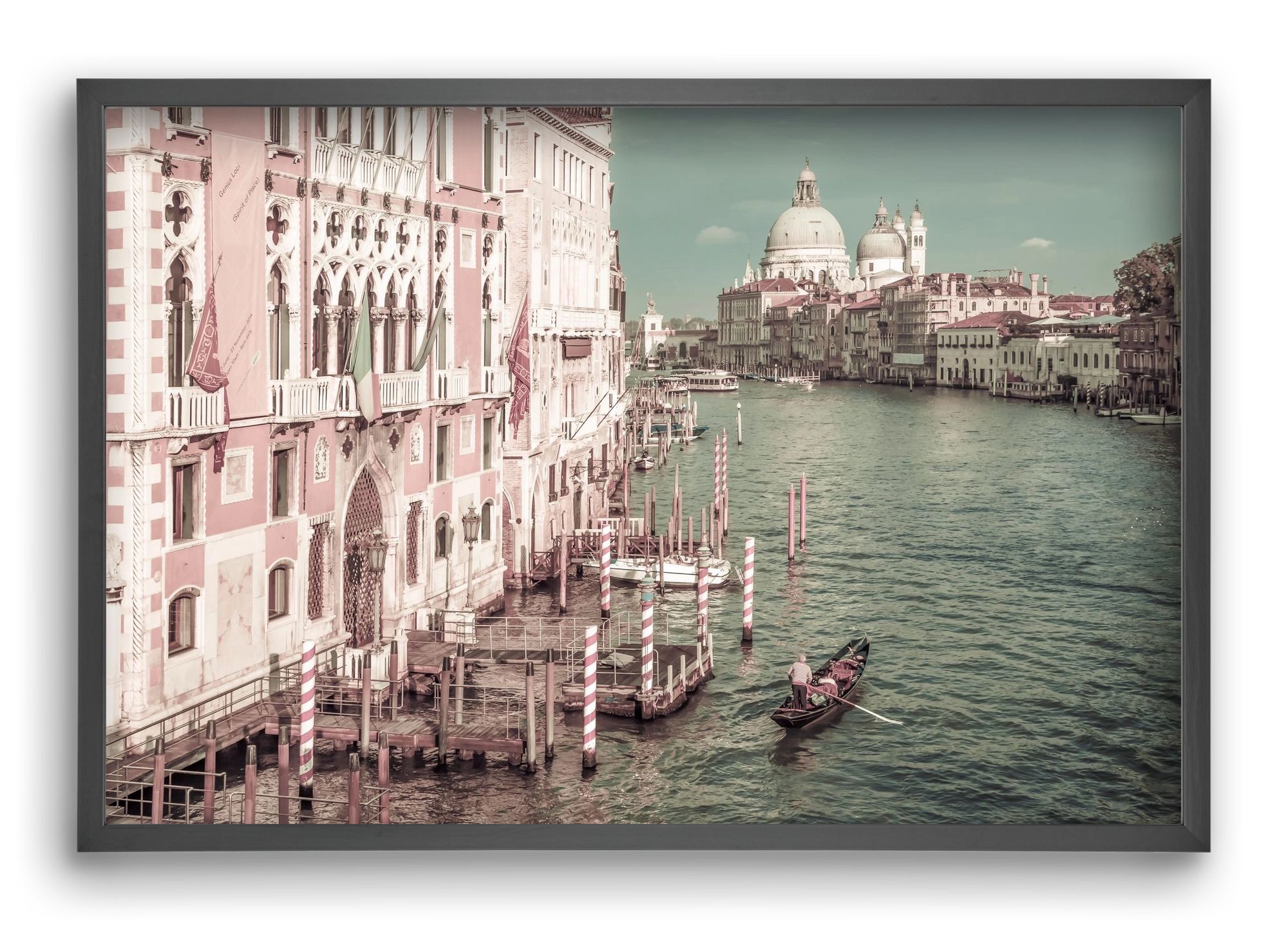 VENICE Canal Grande & Santa Maria della Salute | urban vintage, 60x40 cm (60x40 cm), Fekete keret