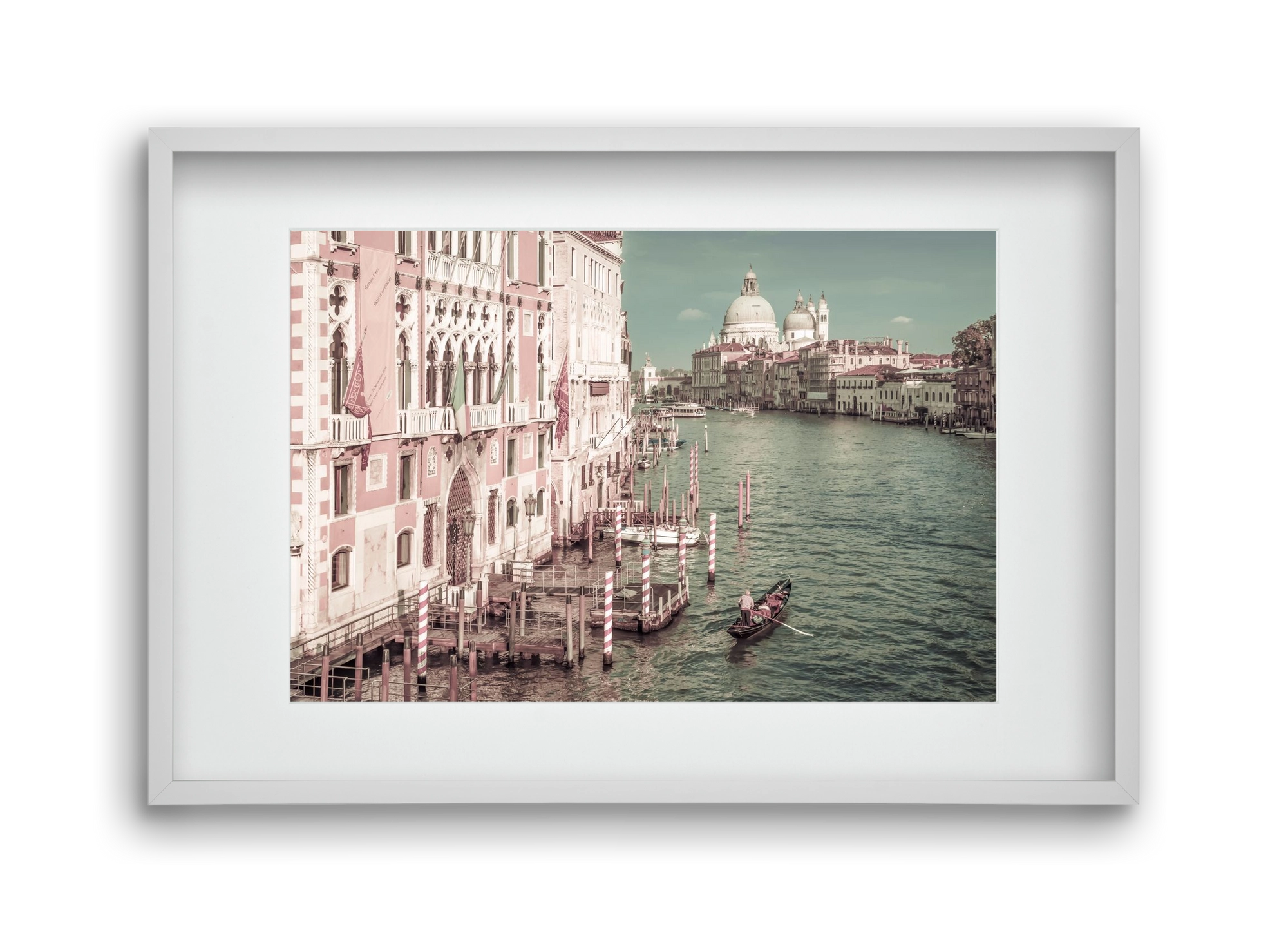 VENICE Canal Grande & Santa Maria della Salute | urban vintage, 45x30 cm (30x20 cm), Fehér keret, paszpartuval