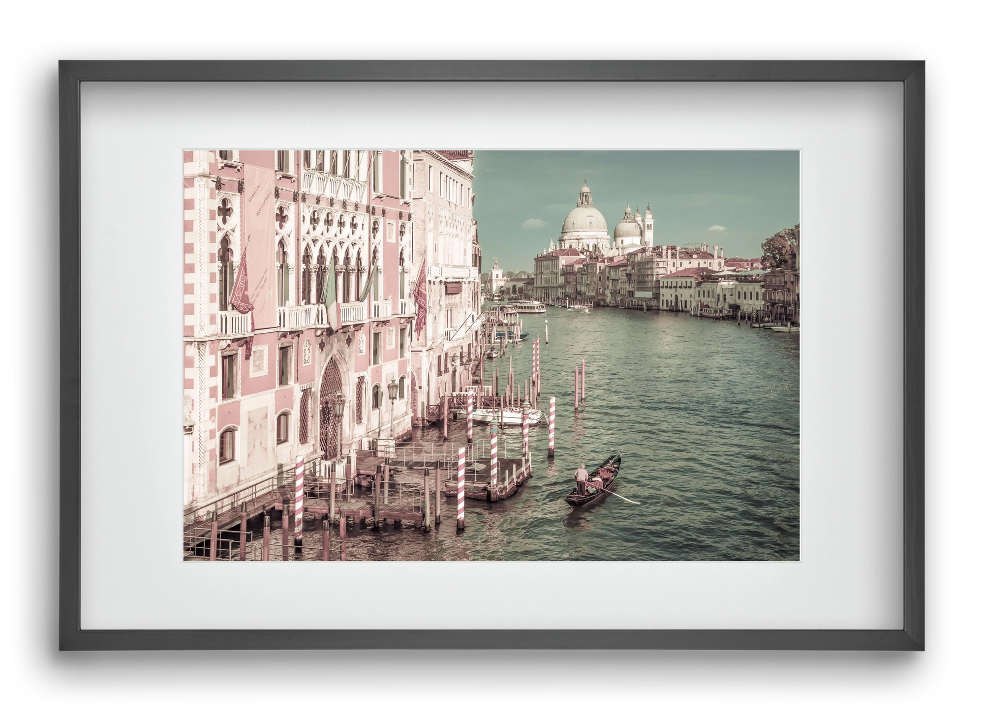 VENICE Canal Grande & Santa Maria della Salute | urban vintage, 60x40 cm (45x30 cm), Fekete keret, paszpartuval