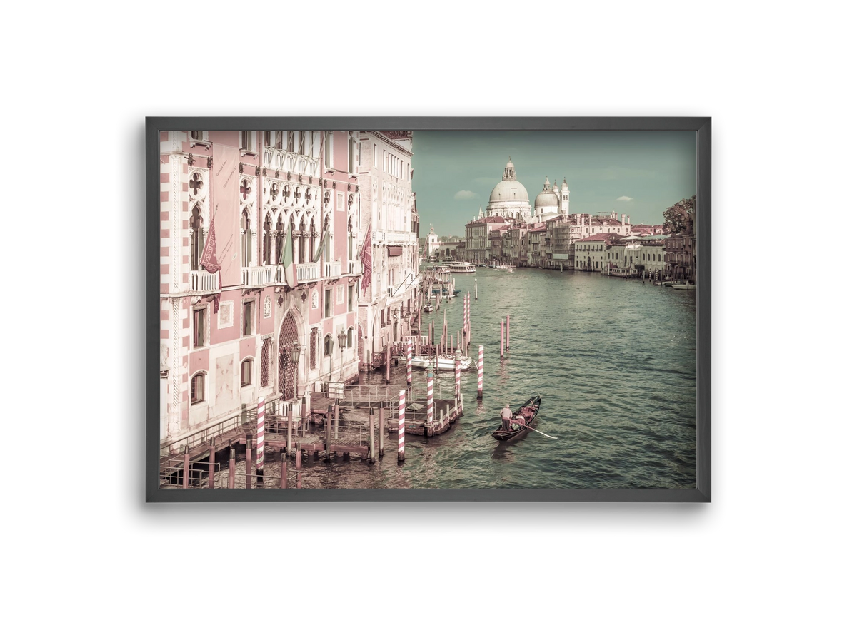 VENICE Canal Grande & Santa Maria della Salute | urban vintage, 30x20 cm (30x20 cm), Fekete keret