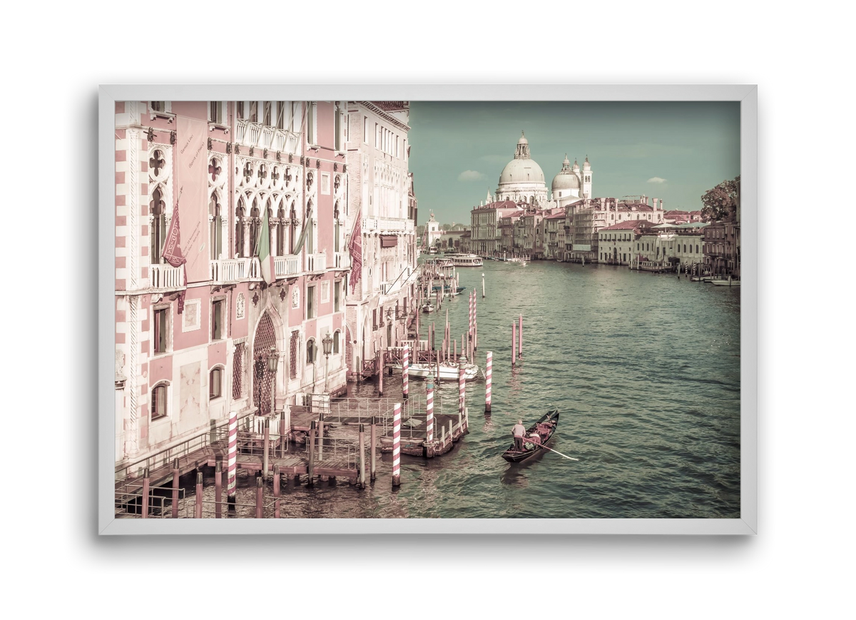 VENICE Canal Grande & Santa Maria della Salute | urban vintage, 45x30 cm (45x30 cm), Fehér keret