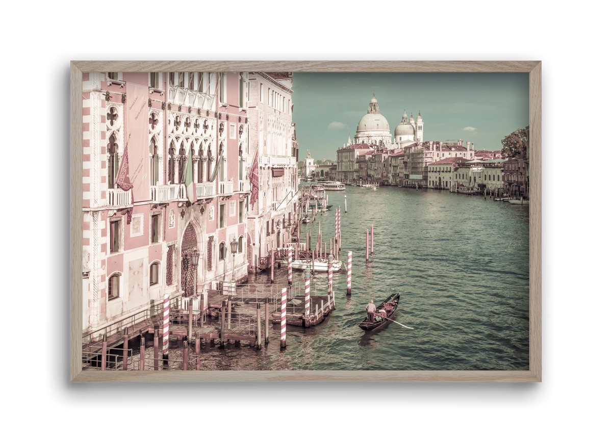 VENICE Canal Grande & Santa Maria della Salute | urban vintage, 45x30 cm (45x30 cm), Tölgy keret