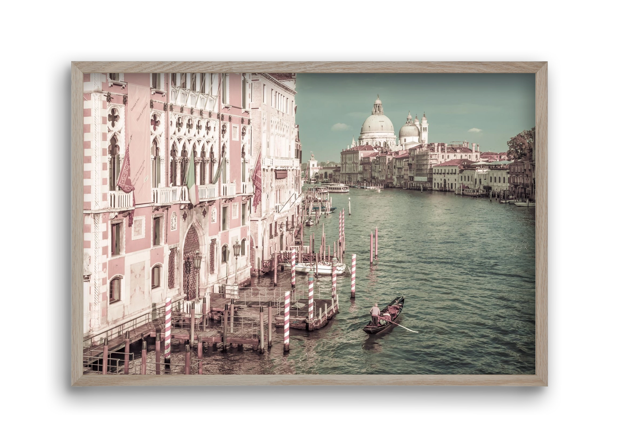 VENICE Canal Grande & Santa Maria della Salute | urban vintage, 45x30 cm (45x30 cm), Tölgy keret