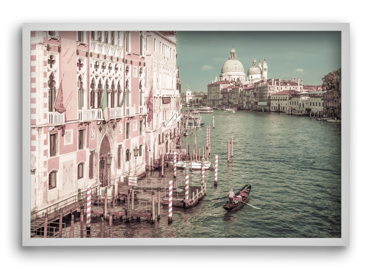 VENICE Canal Grande & Santa Maria della Salute | urban vintage, 60x40 cm (60x40 cm), Fehér keret