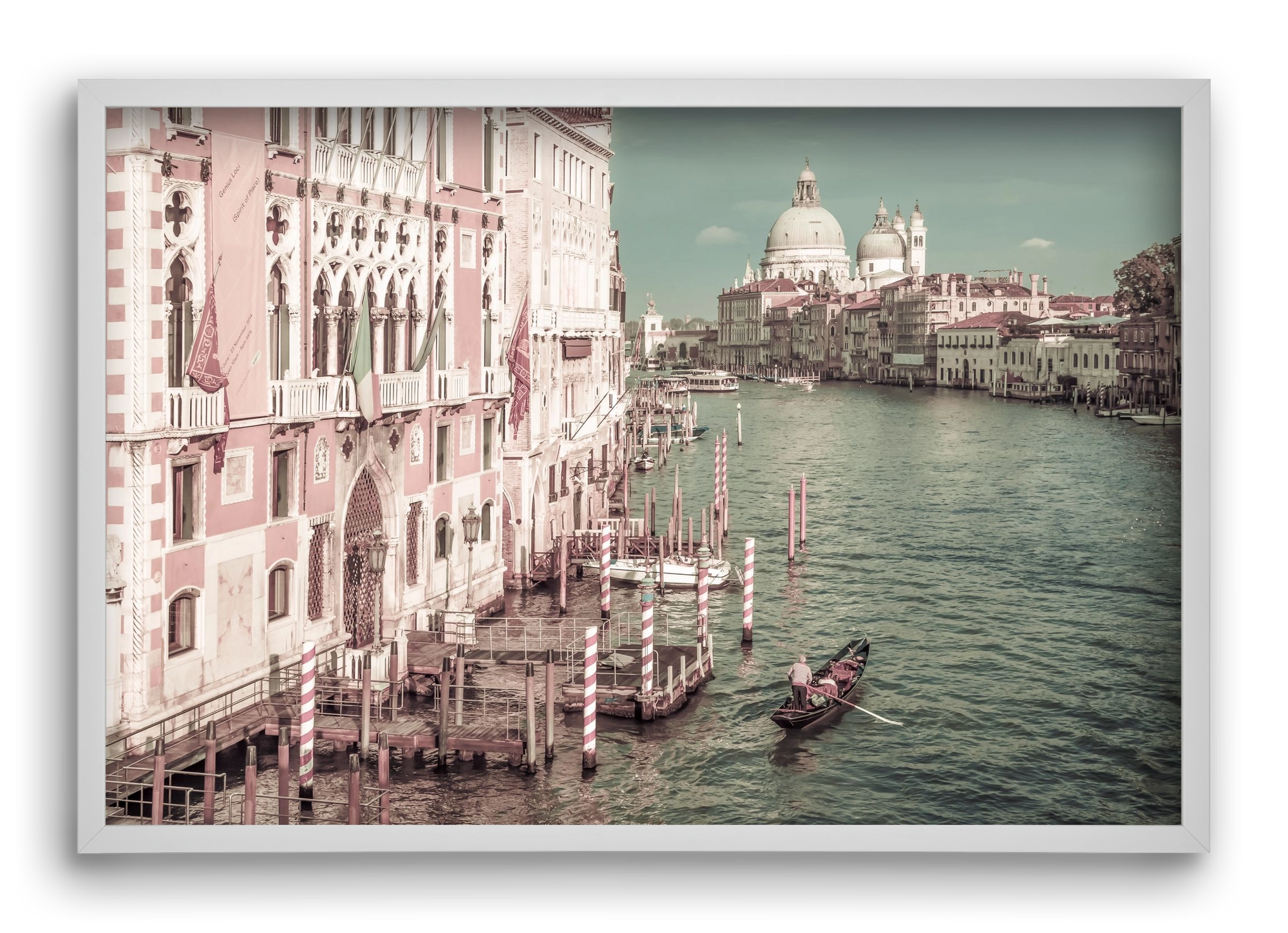 VENICE Canal Grande & Santa Maria della Salute | urban vintage, 60x40 cm (60x40 cm), Fehér keret