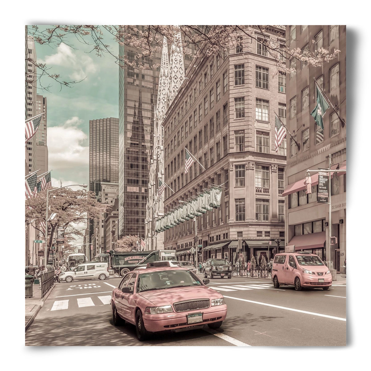 MANHATTAN 5th Avenue | urban vintage style, 50x50 cm, Keret nélkül