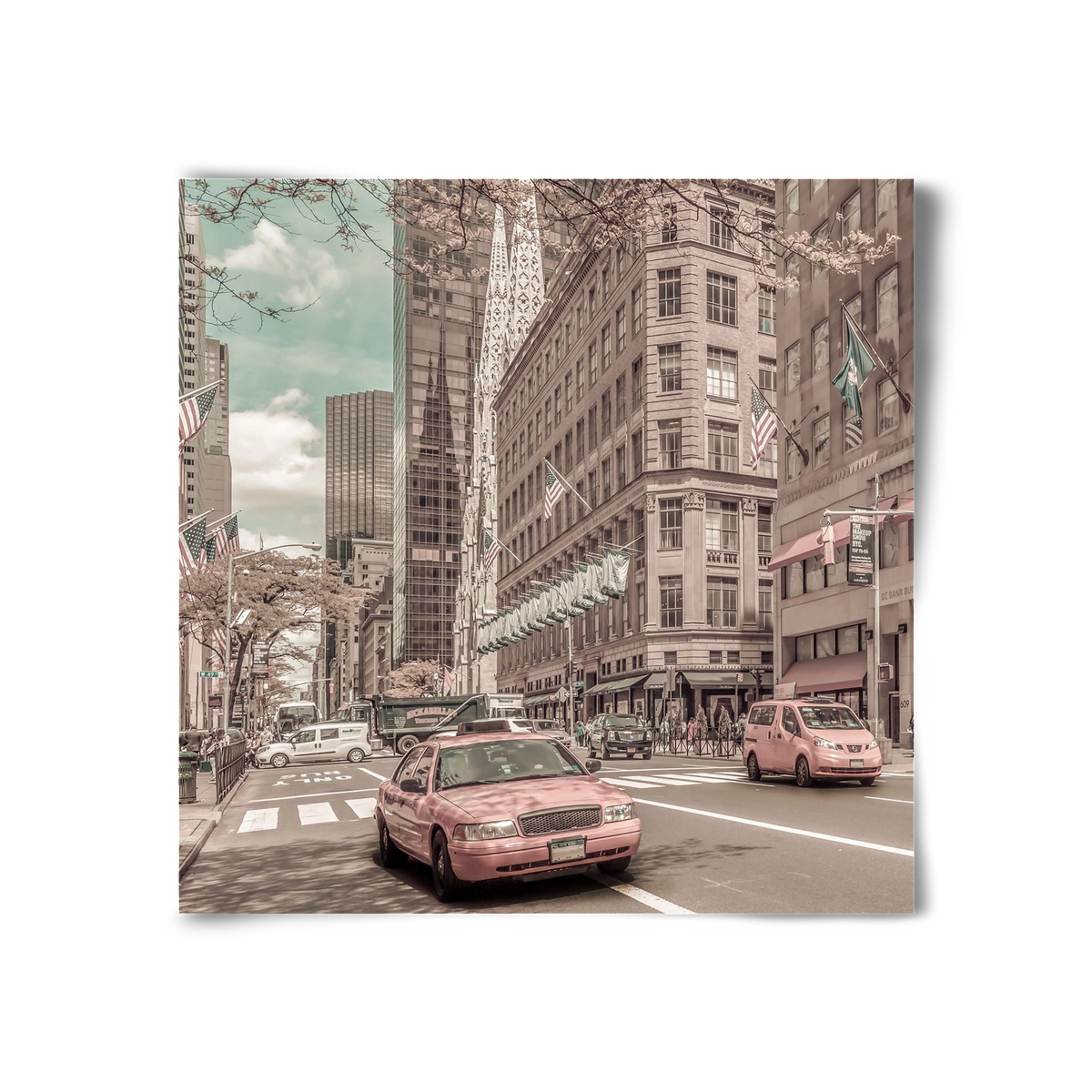 MANHATTAN 5th Avenue | urban vintage style, 30x30 cm, Keret nélkül