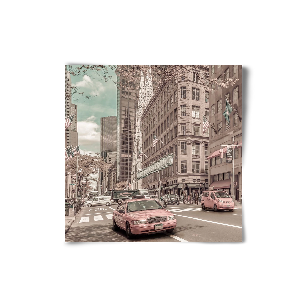 MANHATTAN 5th Avenue | urban vintage style, 20x20 cm, Keret nélkül