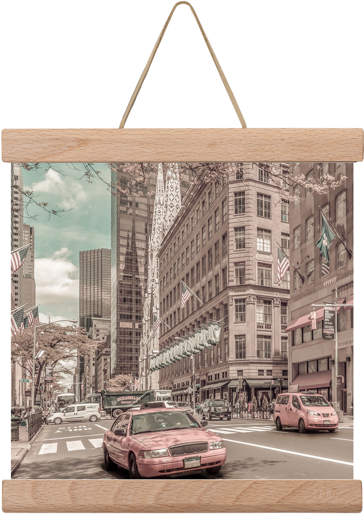 MANHATTAN 5th Avenue | urban vintage style, 20x20 cm (20x20 cm), Tölgy akasztó