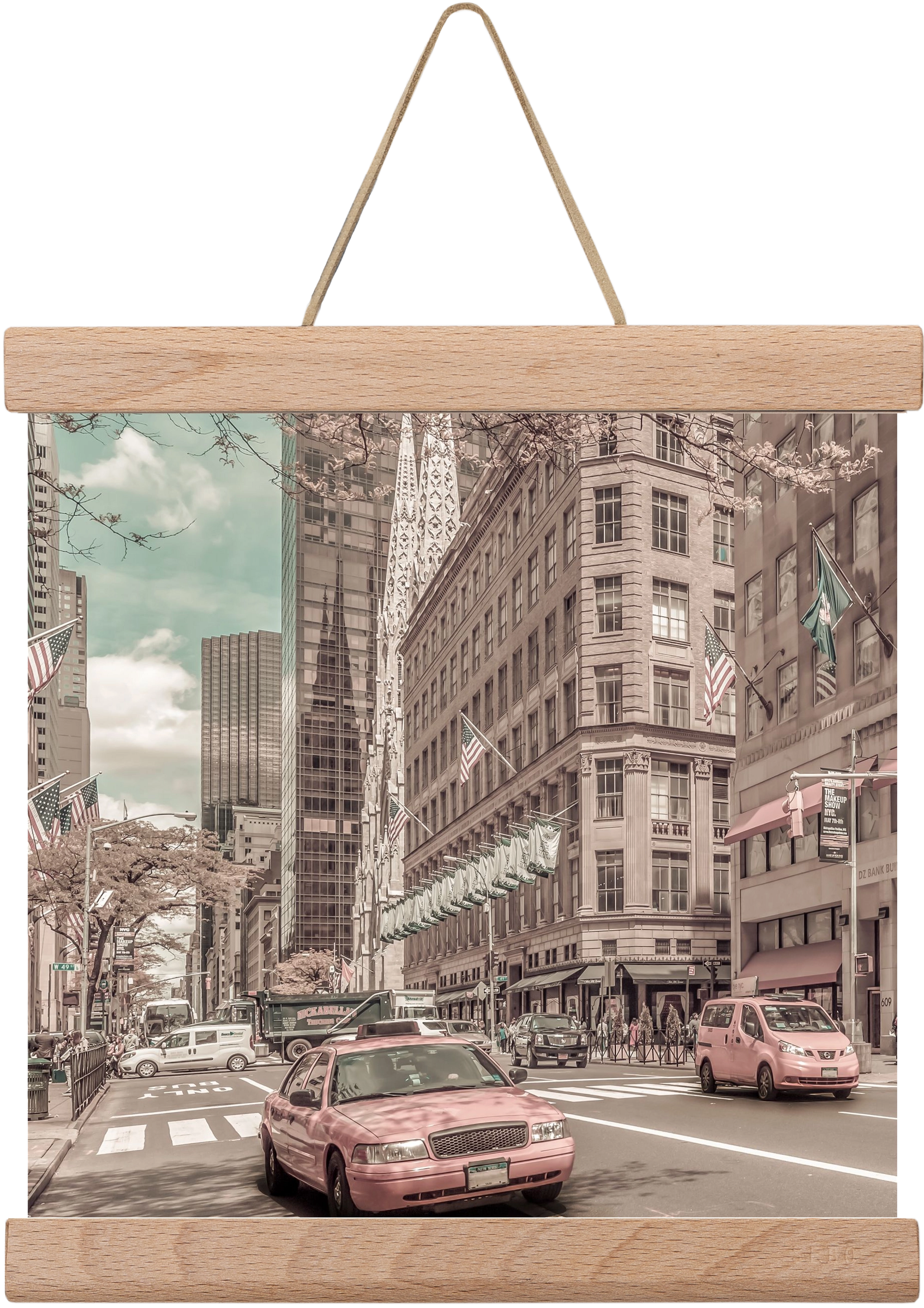 MANHATTAN 5th Avenue | urban vintage style, 20x20 cm (20x20 cm), Tölgy akasztó