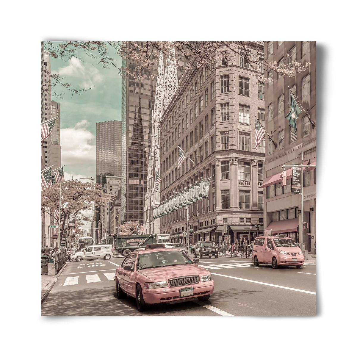 MANHATTAN 5th Avenue | urban vintage style, 40x40 cm, Keret nélkül