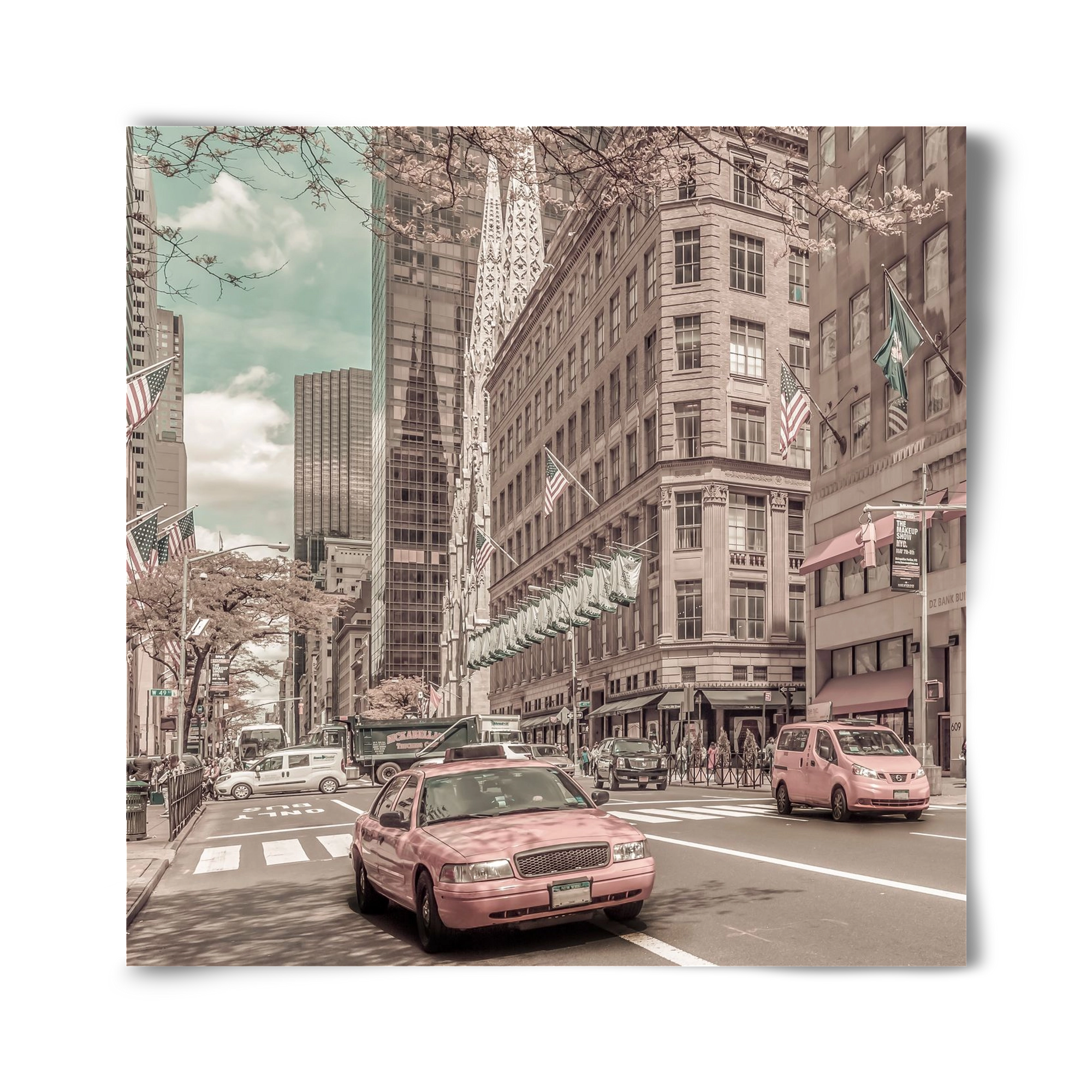 MANHATTAN 5th Avenue | urban vintage style, 40x40 cm, Keret nélkül
