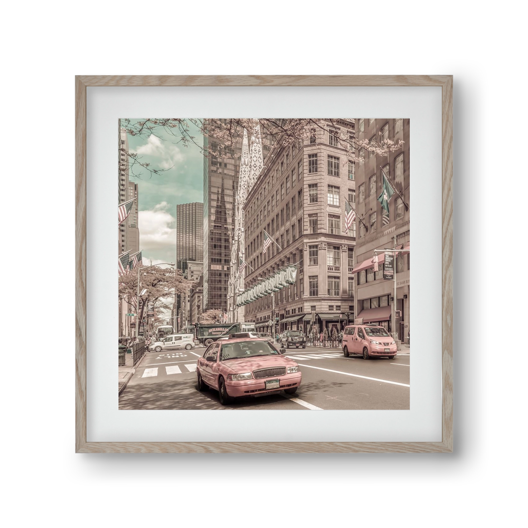 MANHATTAN 5th Avenue | urban vintage style, 30x30 cm (20x20 cm), Tölgy keret, paszpartuval