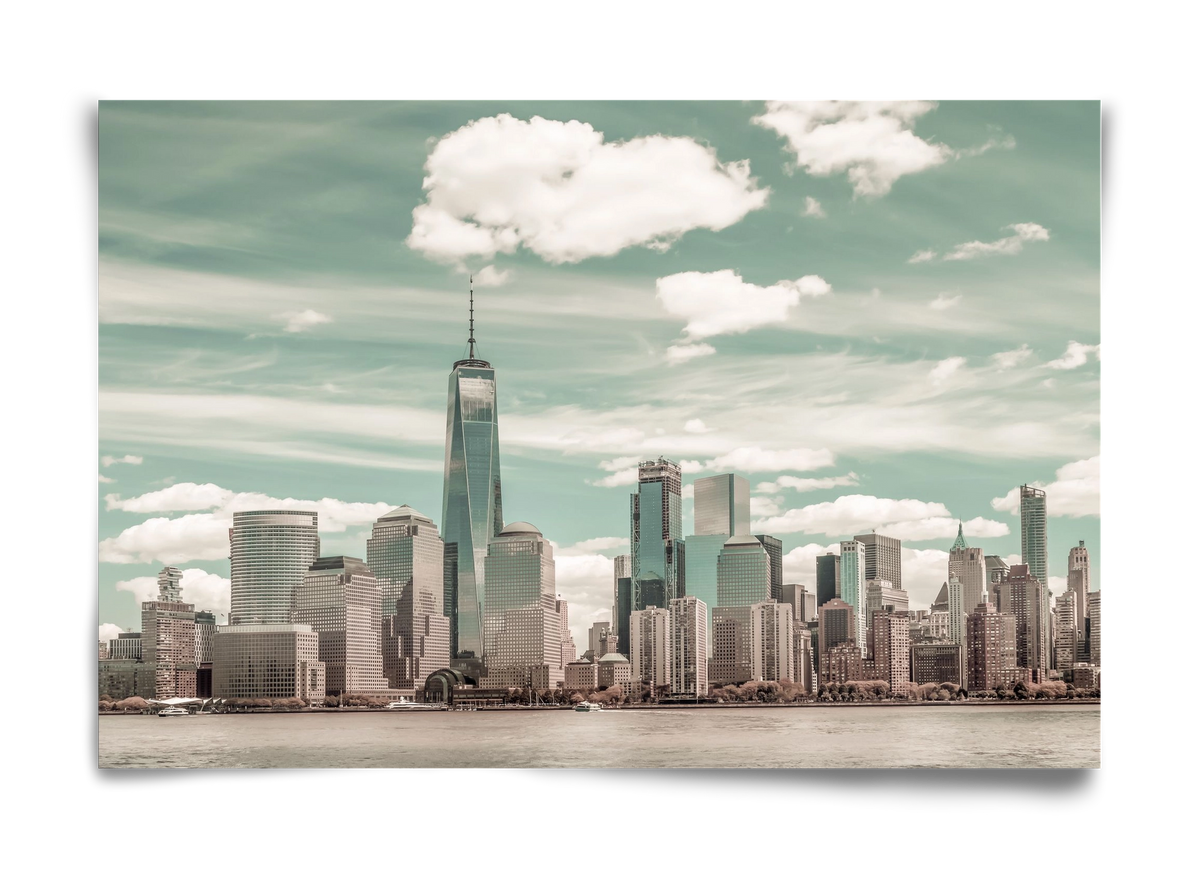 NEW YORK CITY Manhattan Skyline & Hudson River | urban vintage s, 60x40 cm, Keret nélkül