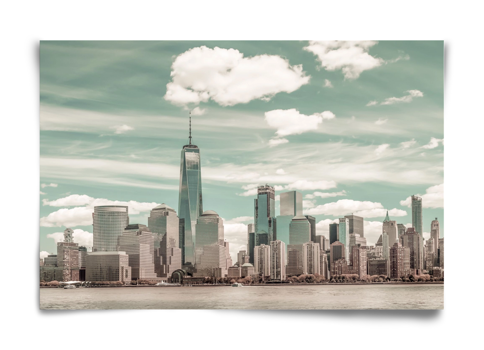 NEW YORK CITY Manhattan Skyline & Hudson River | urban vintage s, 60x40 cm, Keret nélkül