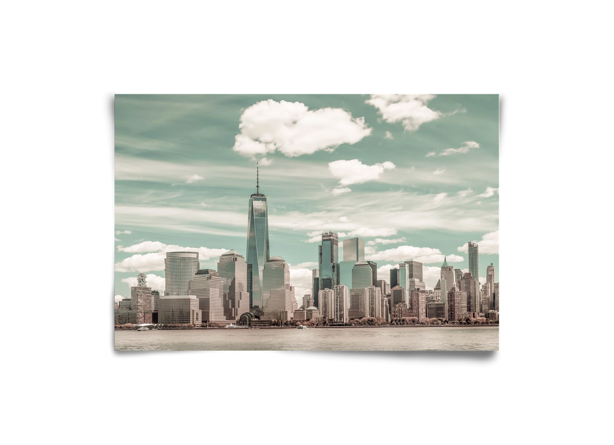 NEW YORK CITY Manhattan Skyline & Hudson River | urban vintage s, 30x20 cm, Keret nélkül