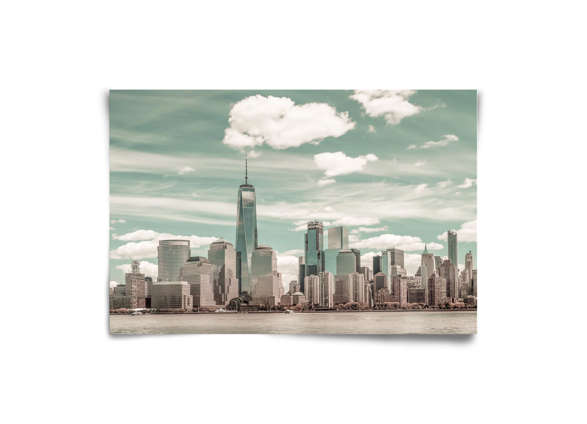 NEW YORK CITY Manhattan Skyline & Hudson River | urban vintage s, 30x20 cm, Keret nélkül